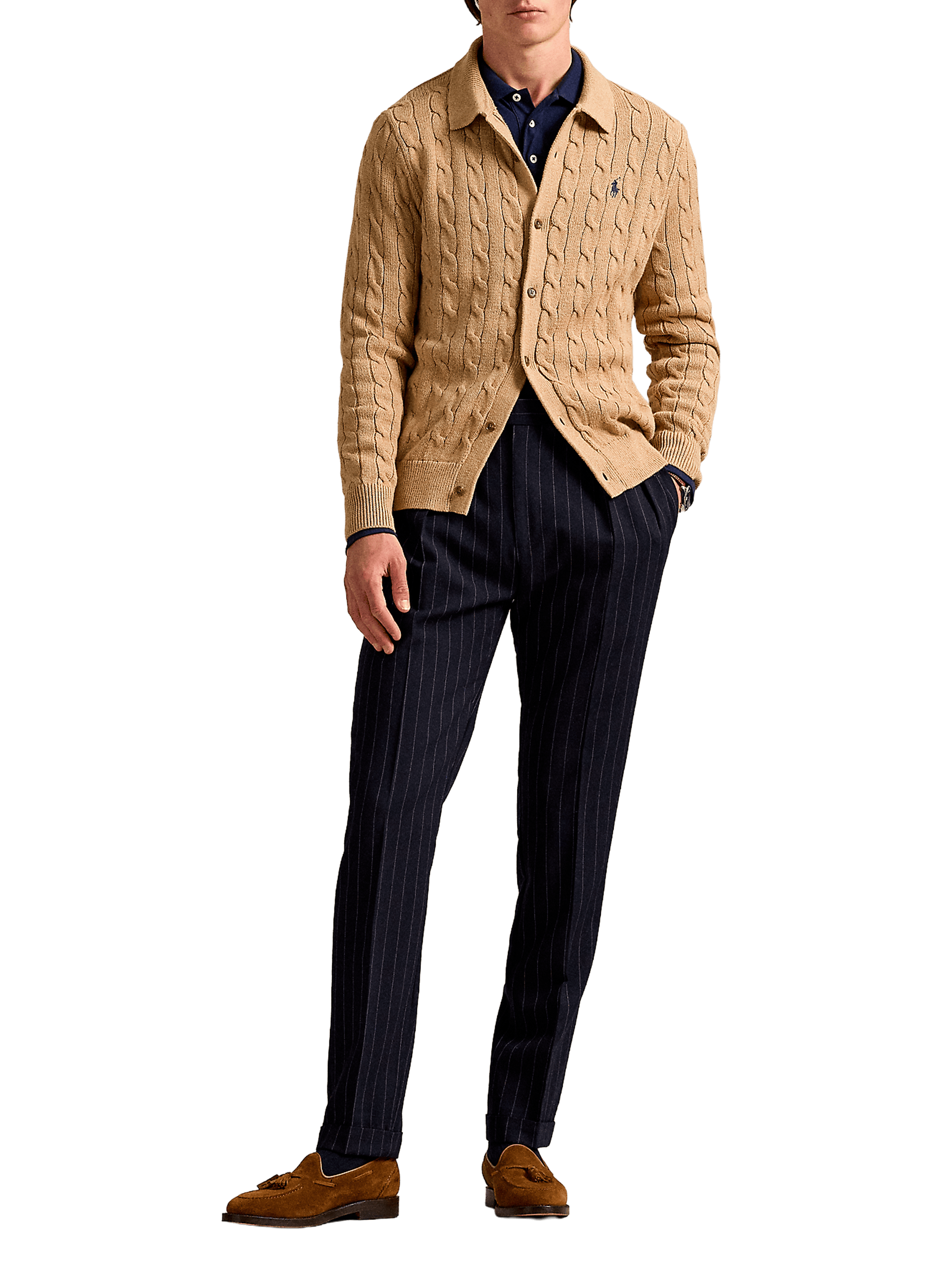 Gilet col classique en coton POLO RALPH LAUREN Beige