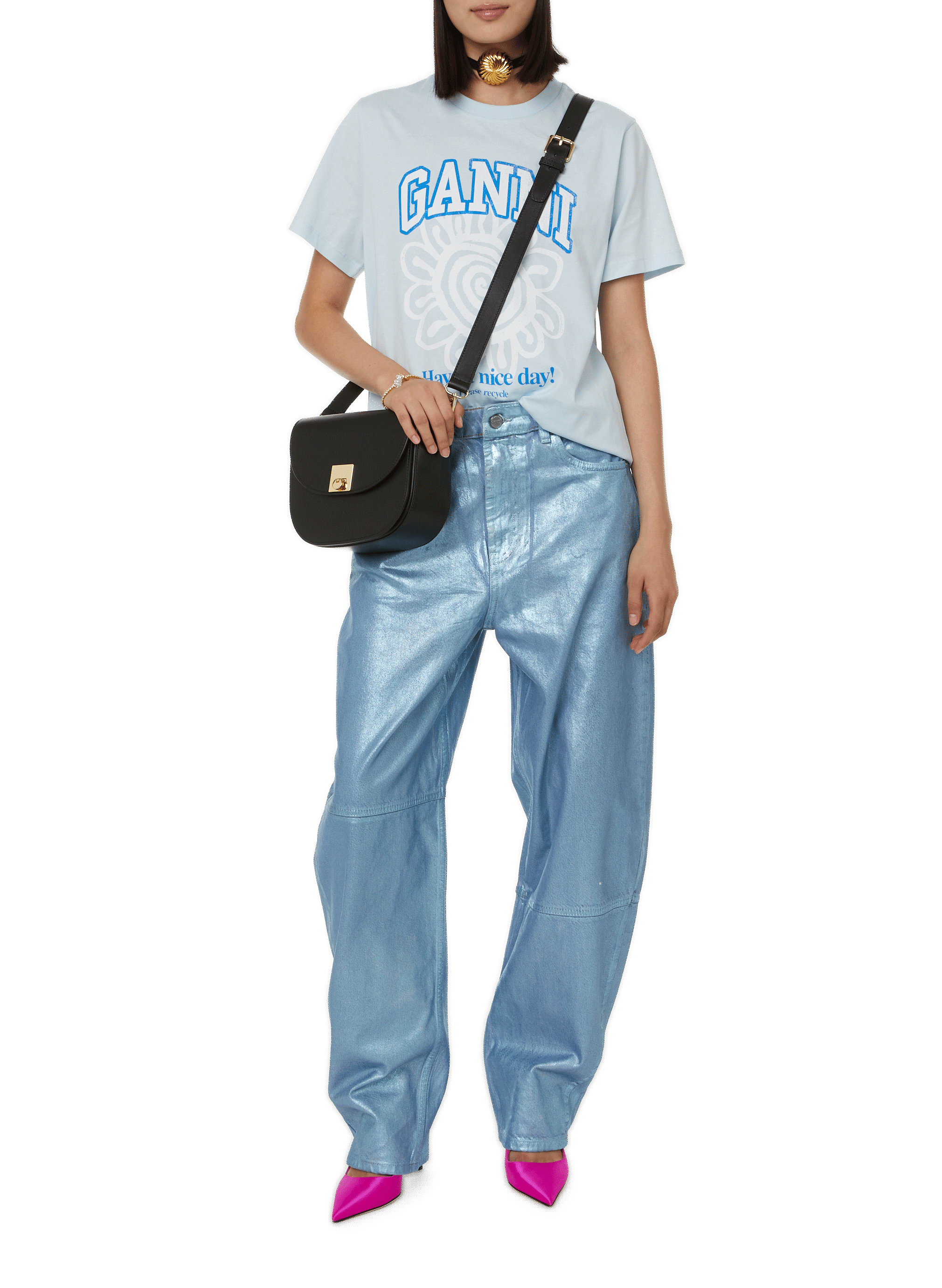 Gold-plated brass choker necklaces DESTREE Black