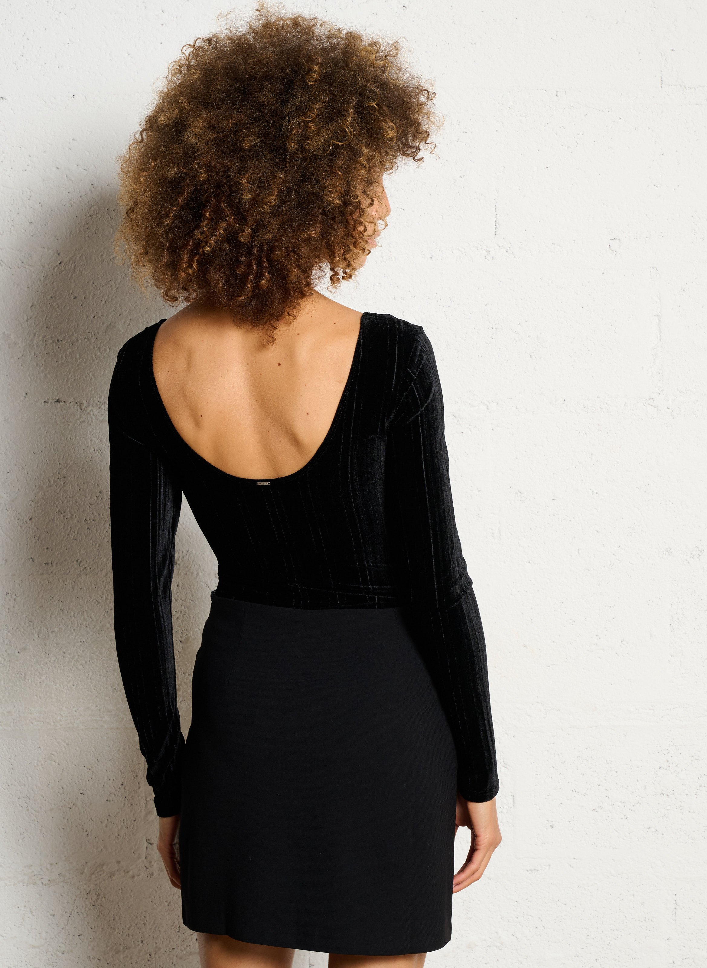 Body col rond en velours IKKS Noir