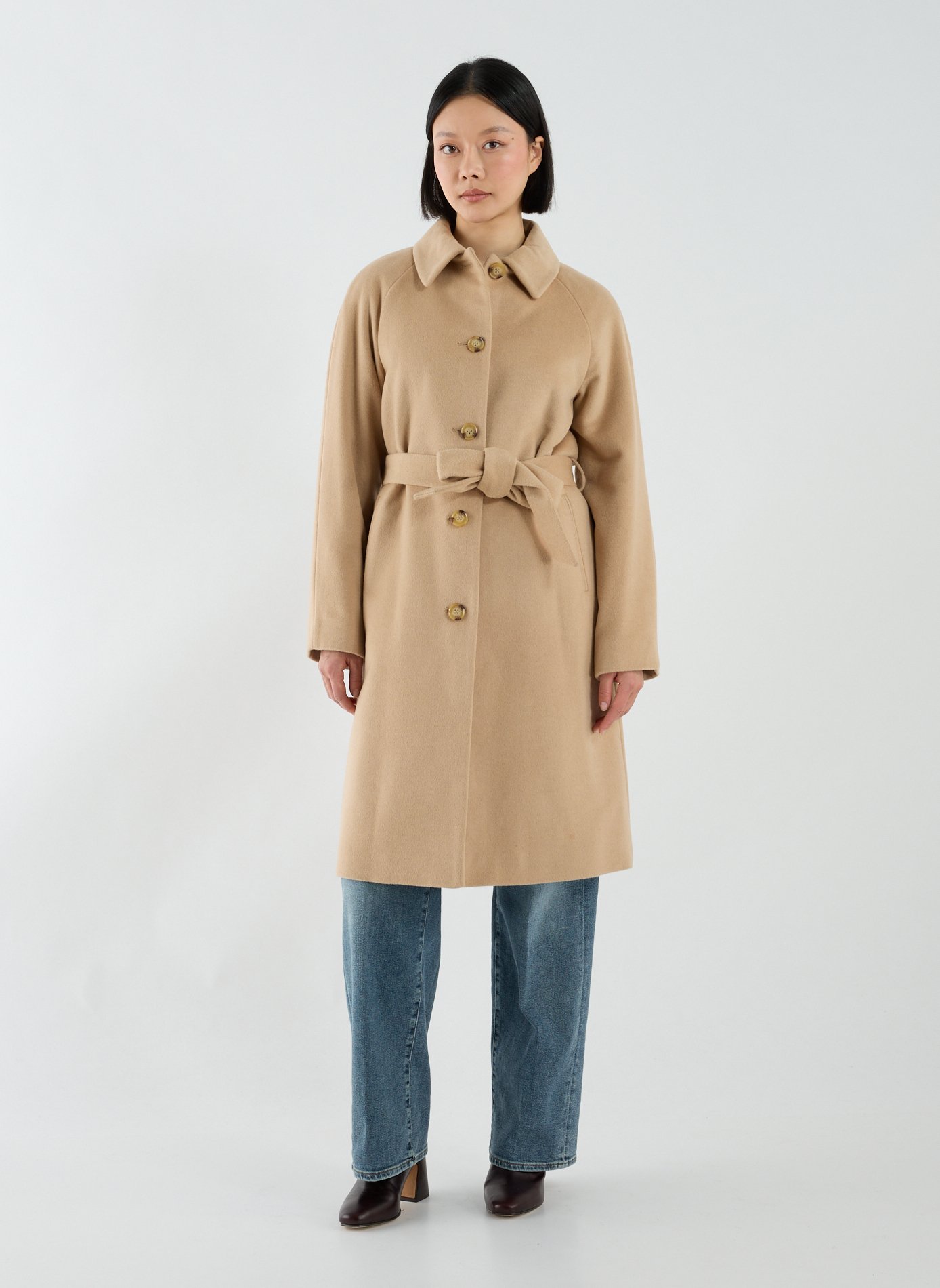 Manteau doublé en laine mélangée LAUREN Marron