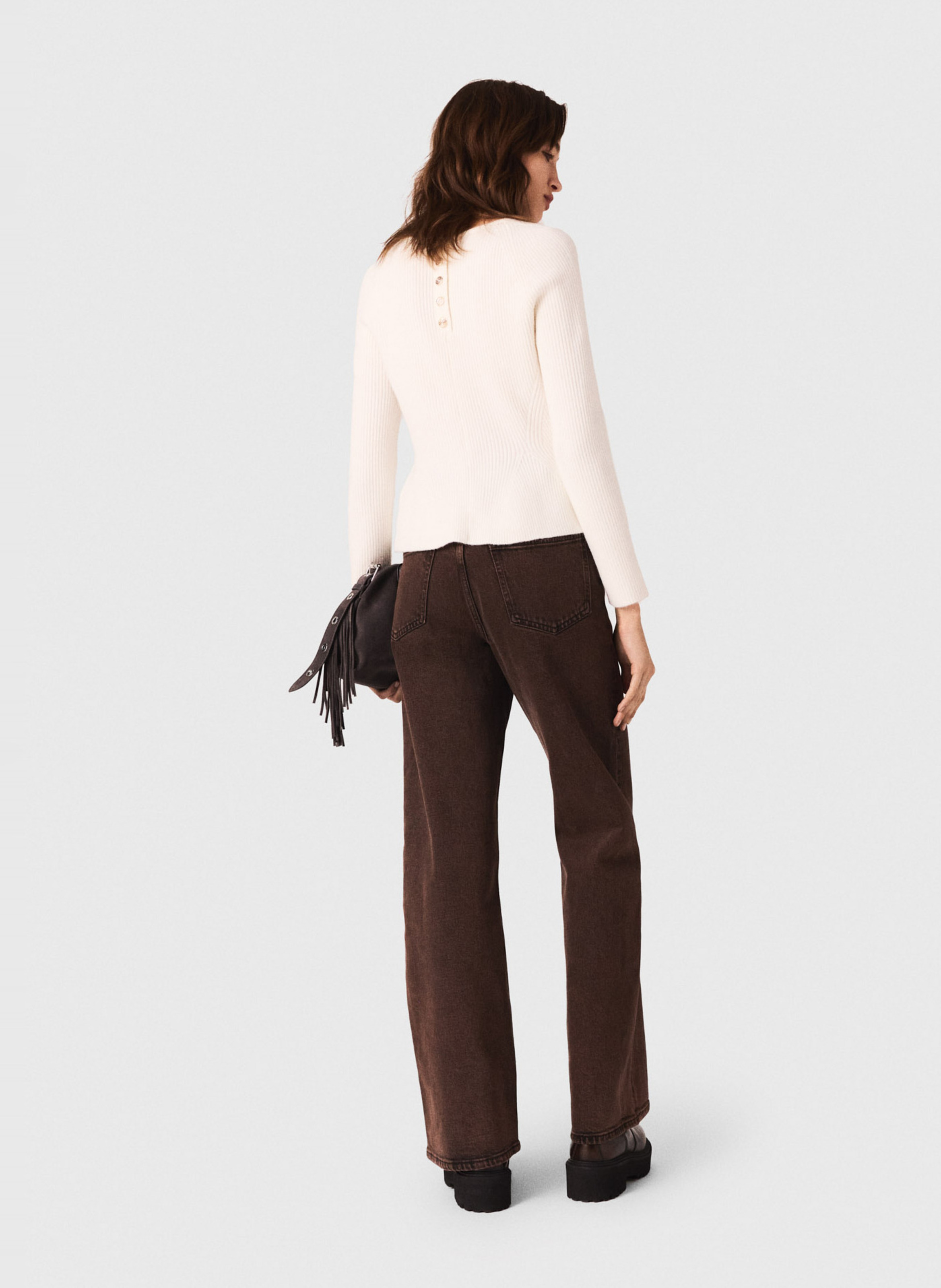 Jean droit en coton mélangé MAJE Marron