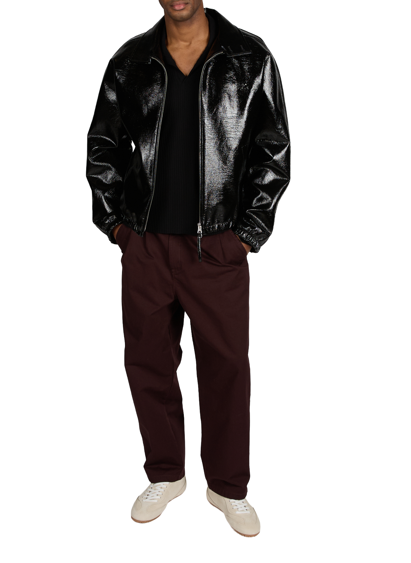 Oversized shiny cotton blend jacket COURRÈGES Black