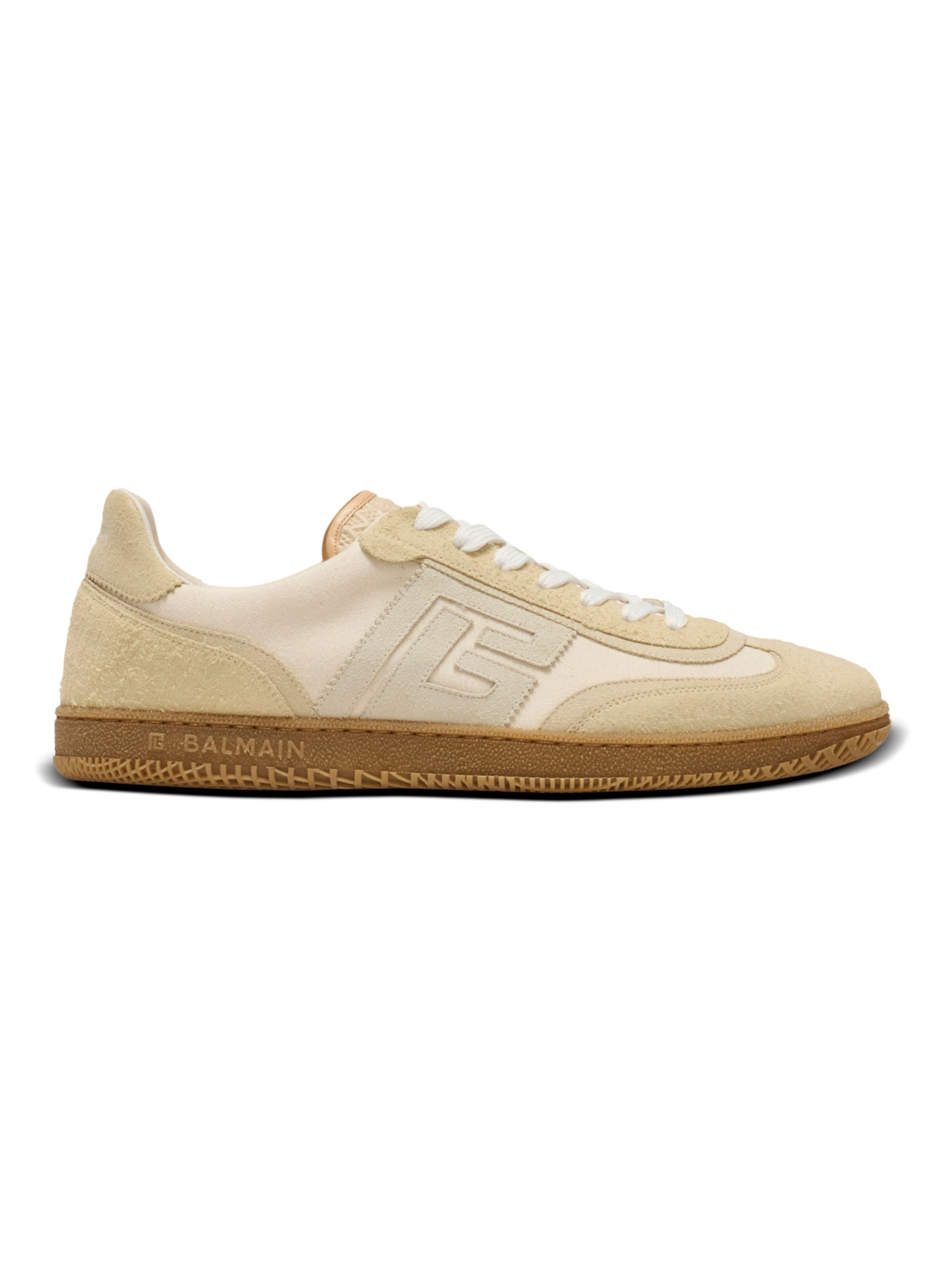 Baskets balmain swan en cuir suédé effet vieilli, cuir suédé et toile BALMAIN Beige