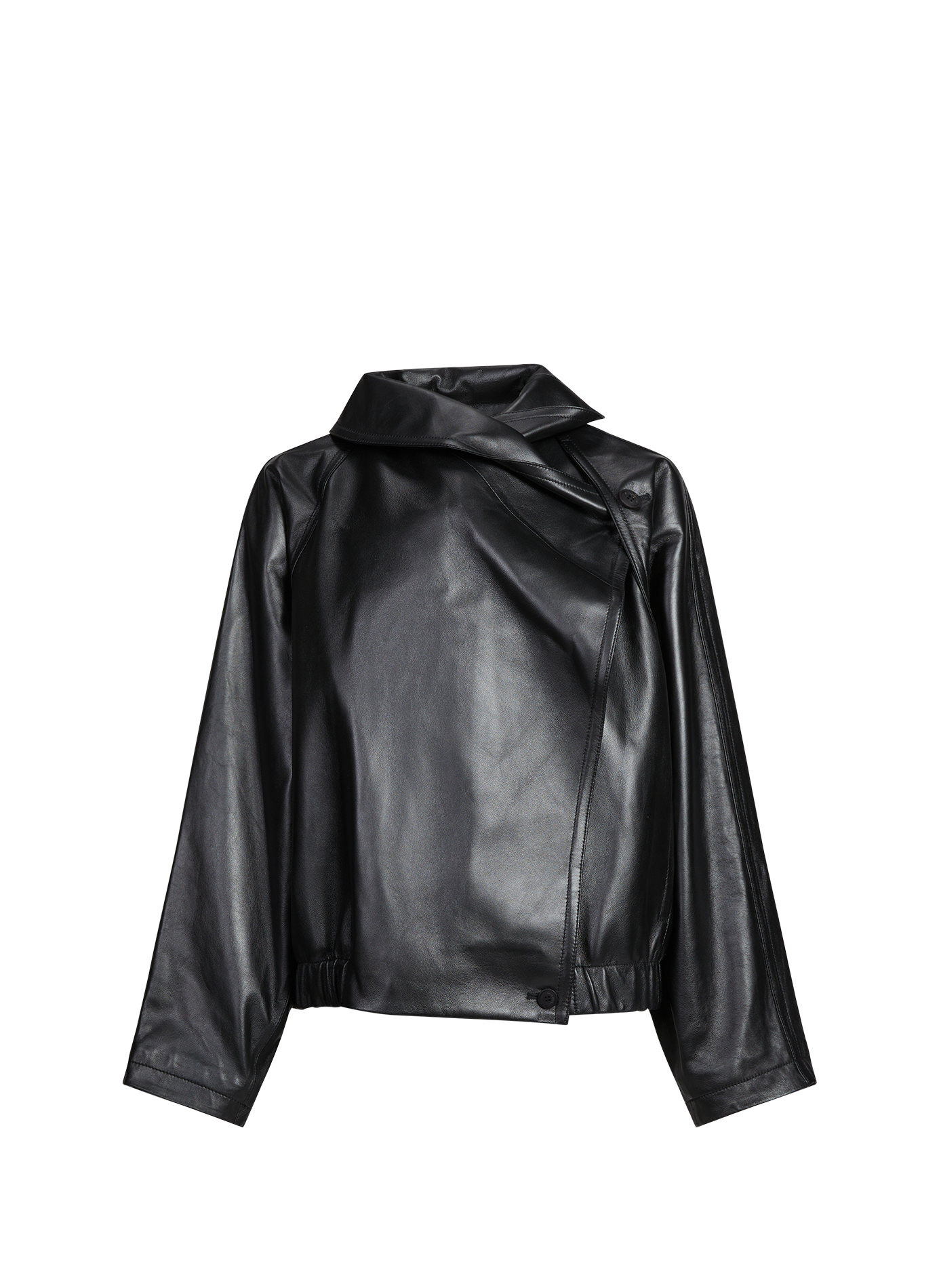 Veste ample col croisé en cuir LE 17 SEPTEMBRE Black