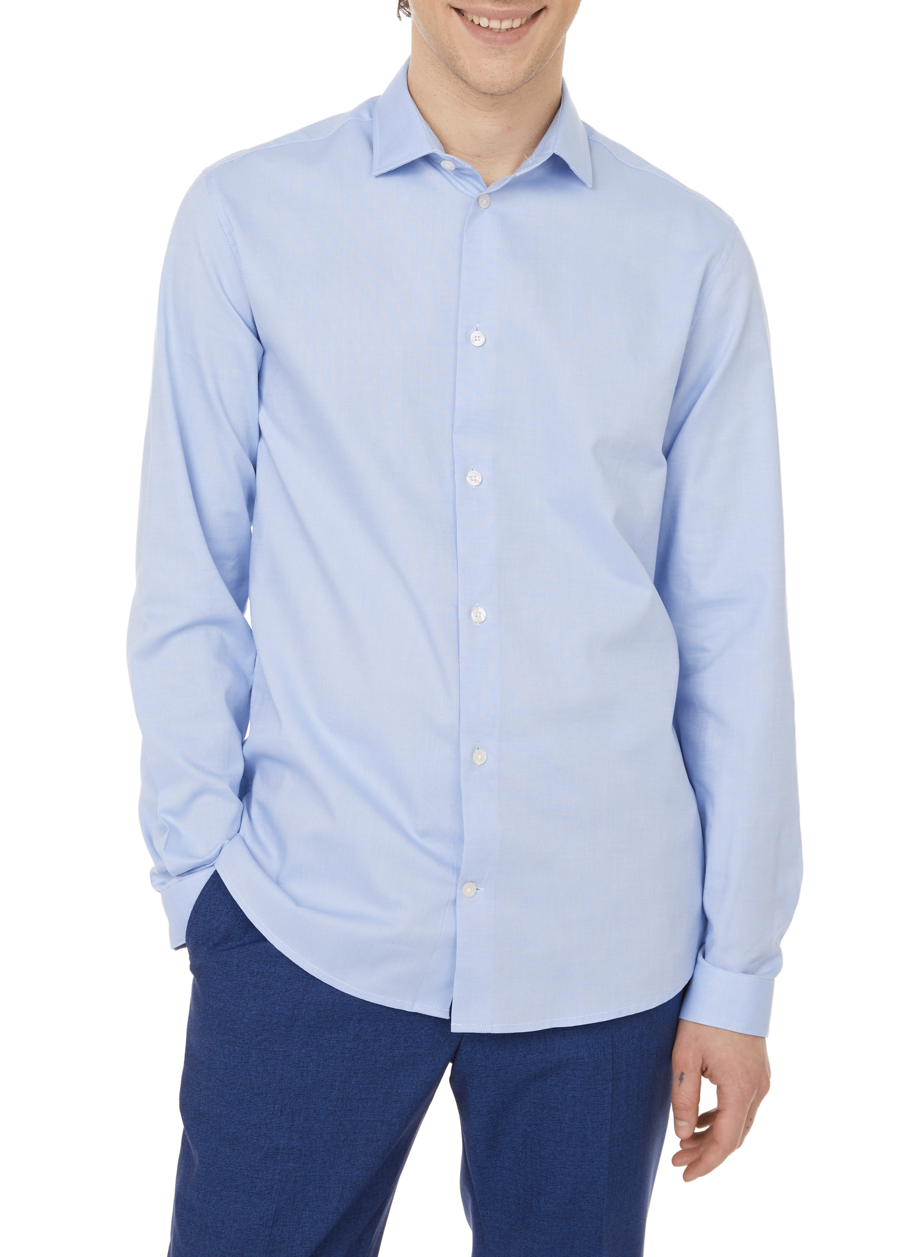Slim-fit cotton shirt AU PRINTEMPS PARIS Blue
