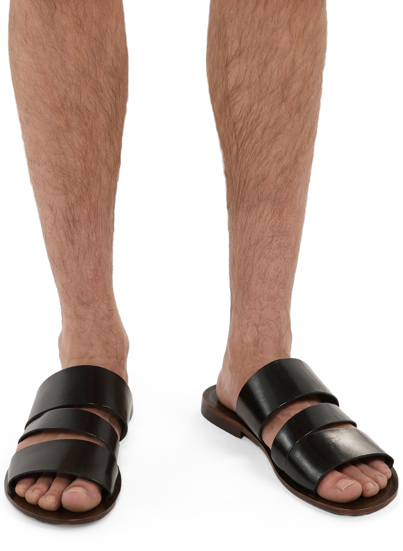 Sandales plates en cuir Noir