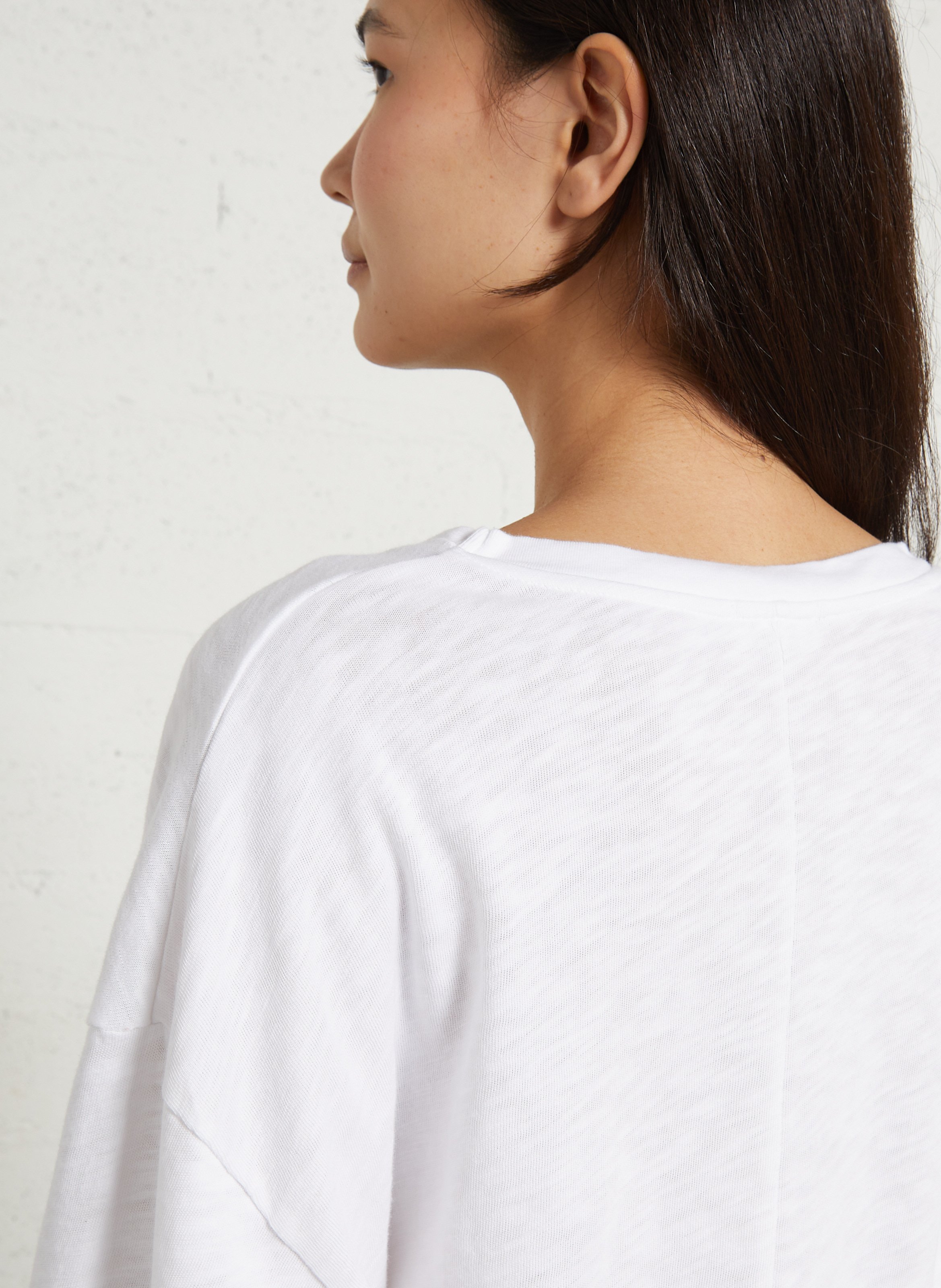 Tee-shirt droit col rond en coton sonoma Blanc