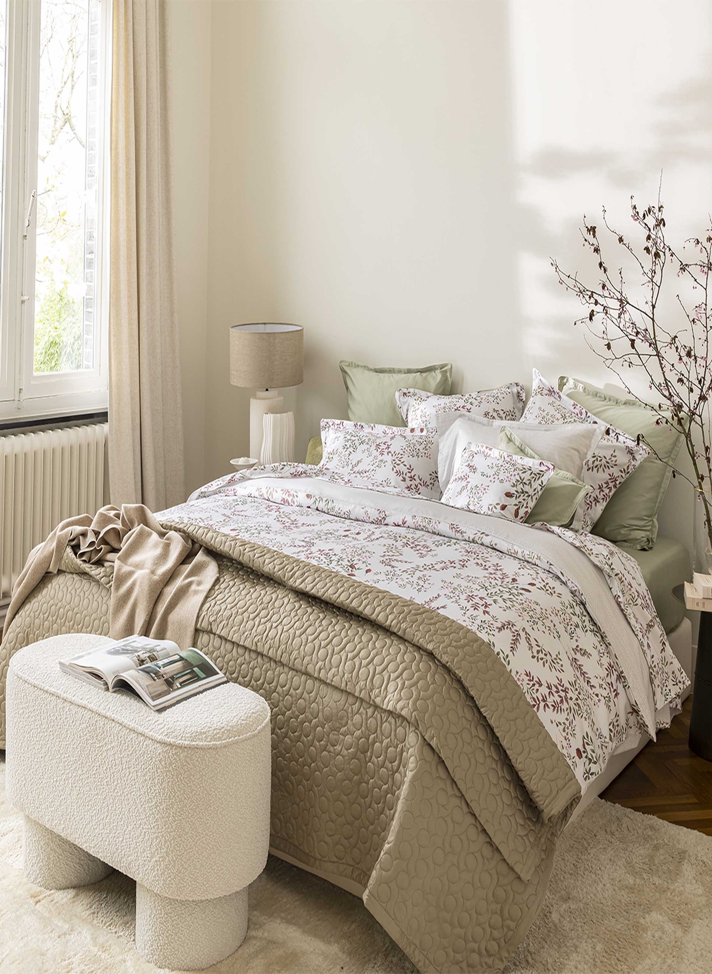 Drap plat imprimé en satin de coton bio, tourbillon ALEXANDRE TURPAULT Rouge