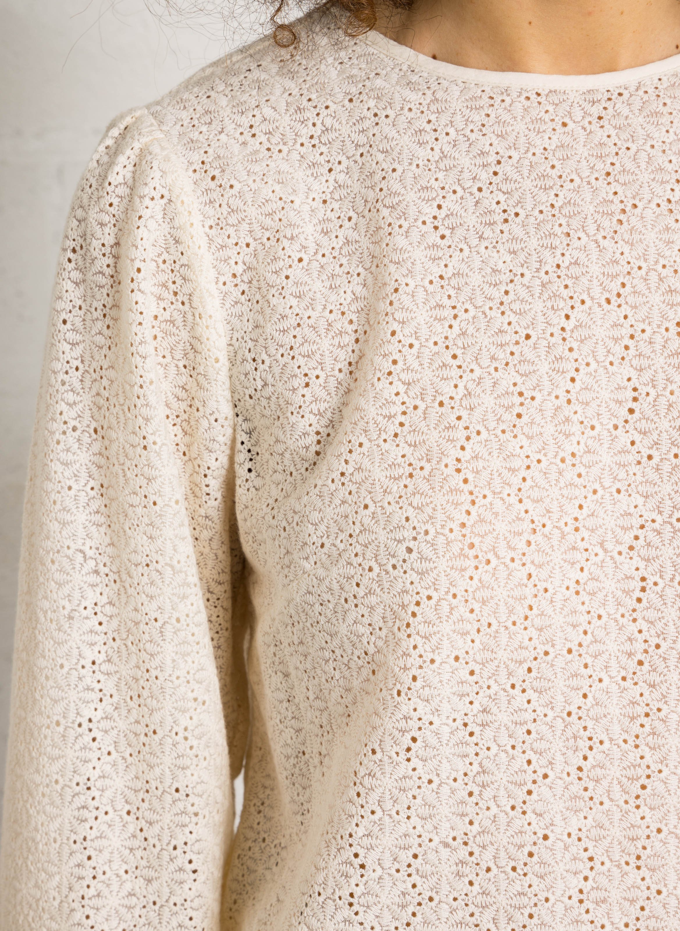 Top droit manches longues brodé dalma MAISON 123 Beige