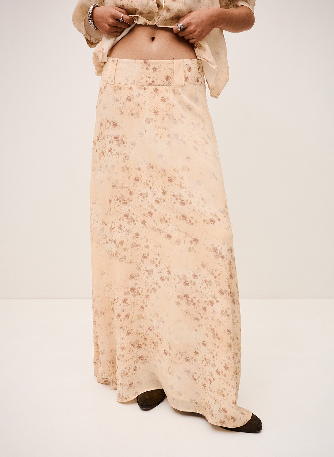 Jupe longue évasée nattalina BA&SH Beige