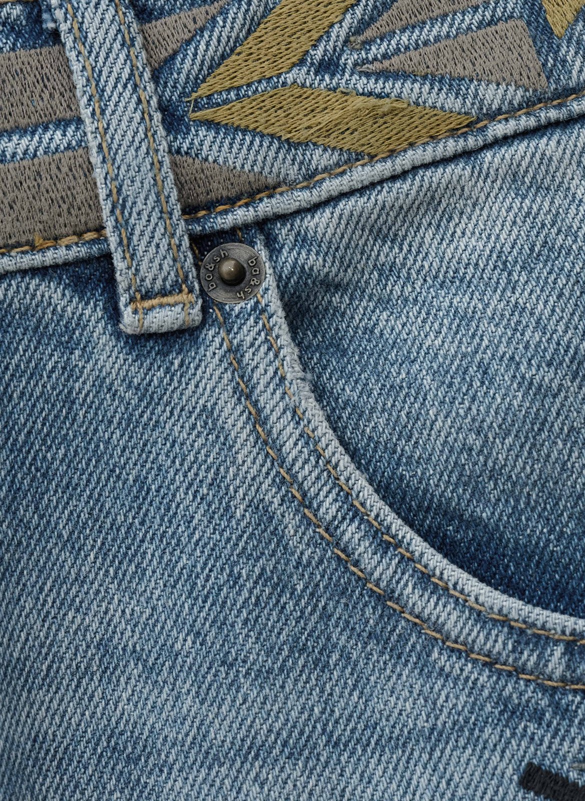 Jean droit taille basse à broderies rizie BA&SH Bleu