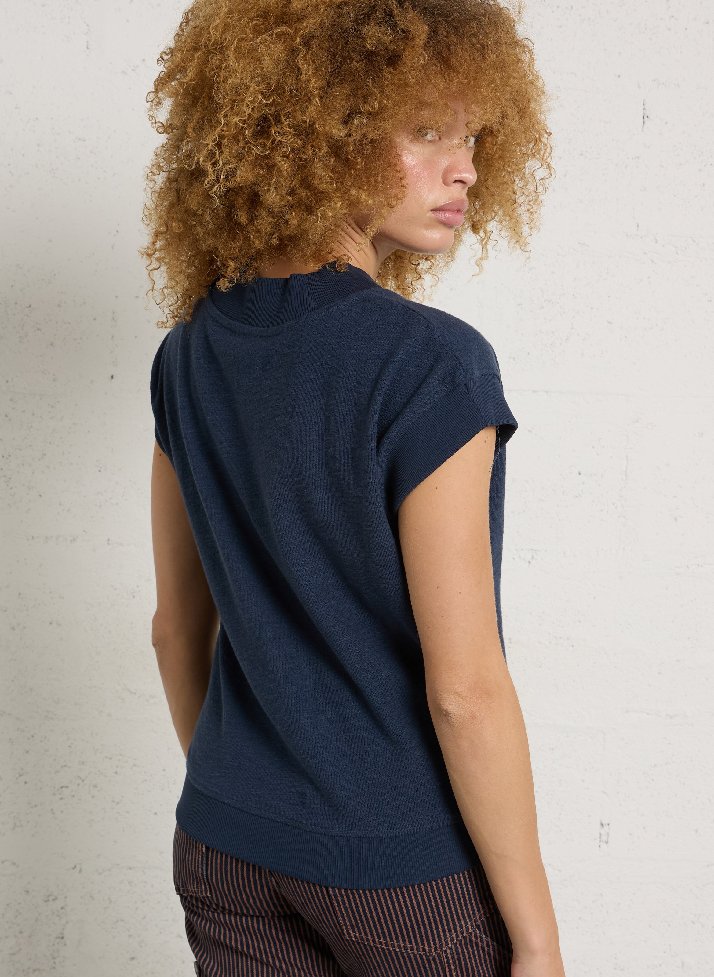 Sweat droit col v en coton lys MAISON 123 Violet