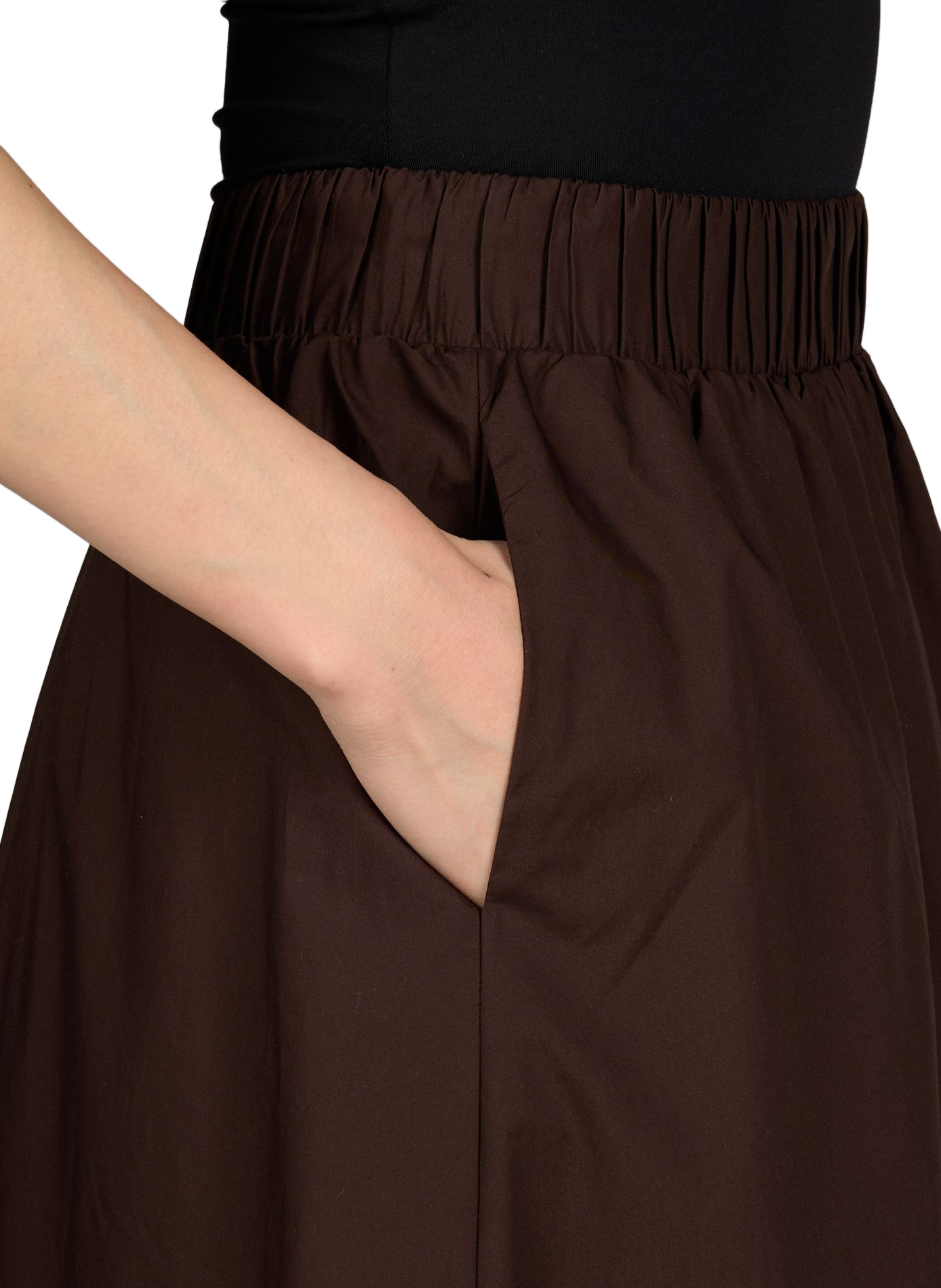 Jupe longue taille haute Visophie en coton VILA Marron