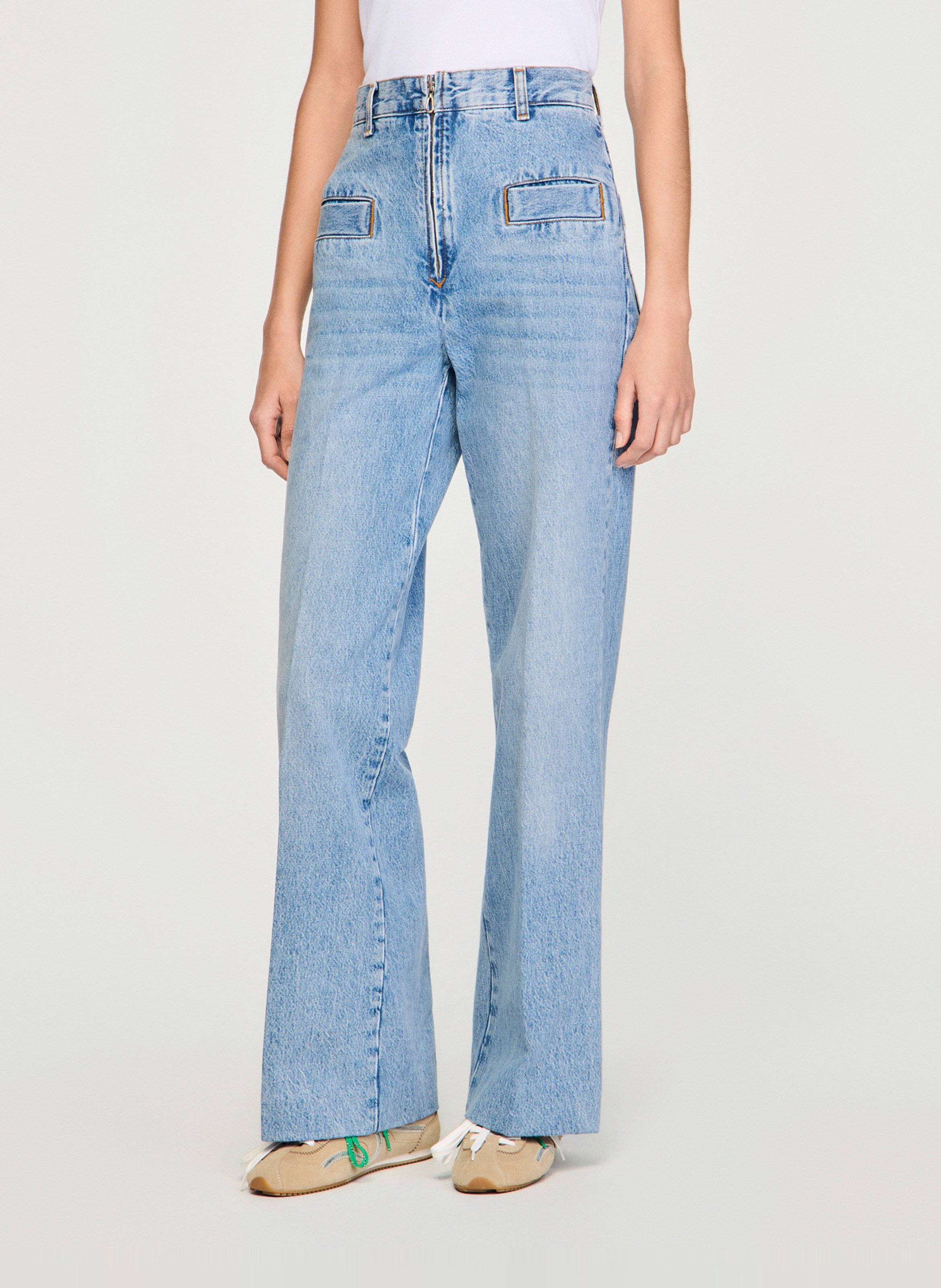 Jean droit en coton délavé SANDRO Bleu