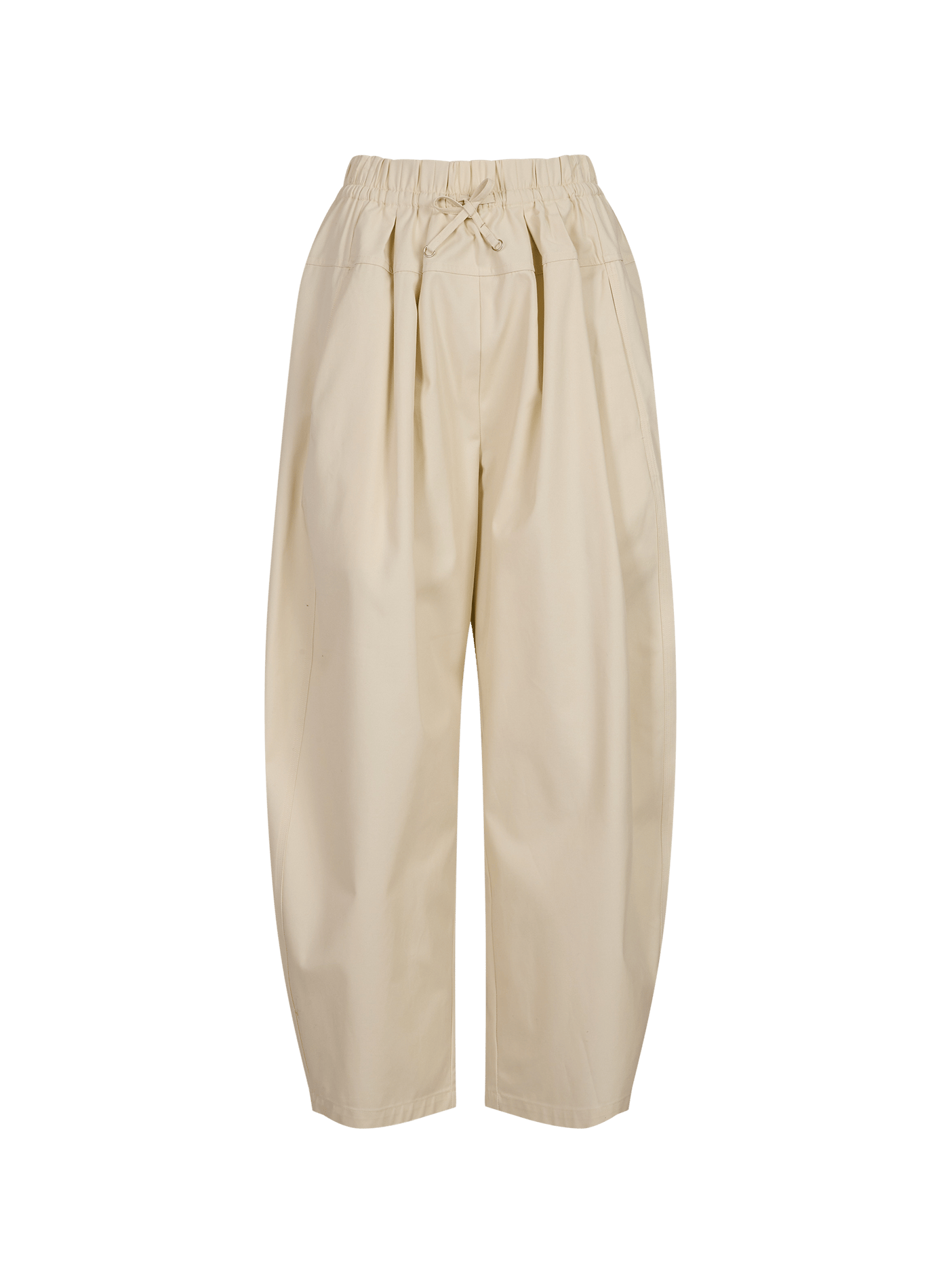 Arc shaped pants with high elasticated waist in cotton LAMRONS Beige