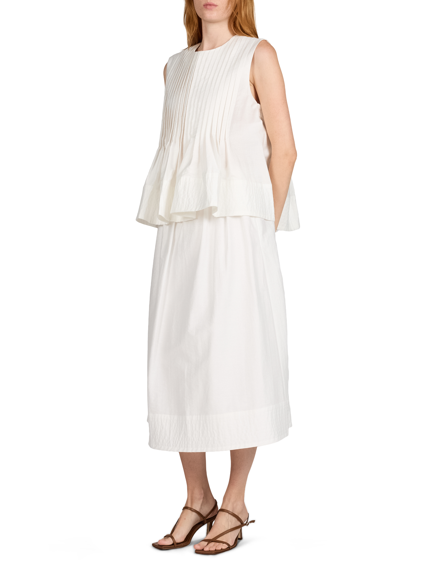 Wide midi skirt in blended cotton SUNCOO Beige