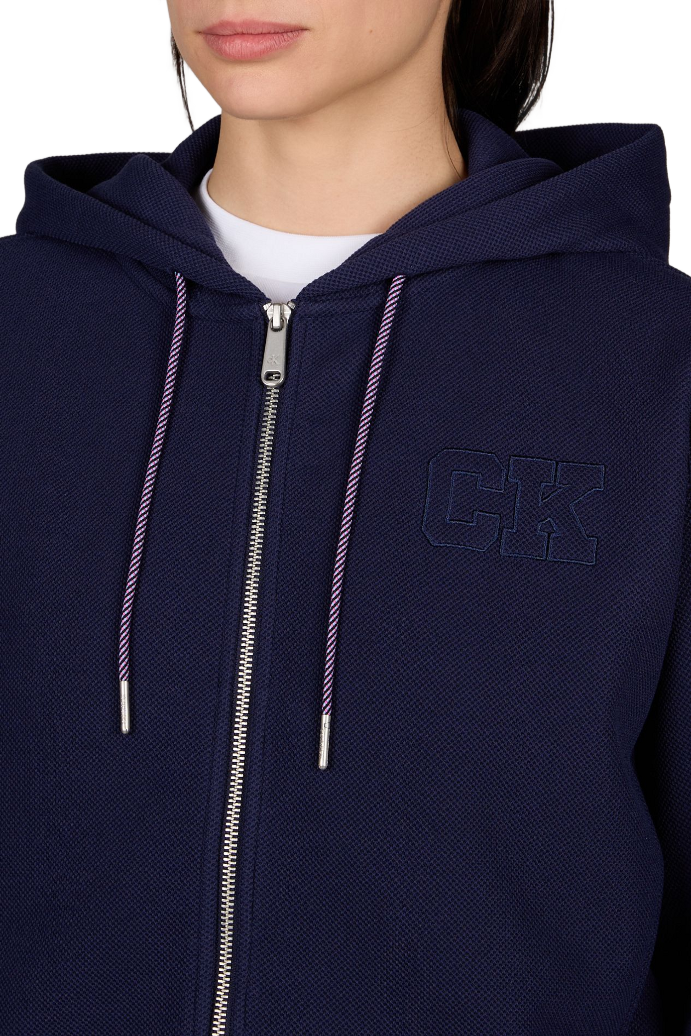 Sweat logo zippé à capuche CALVIN KLEIN Bleu