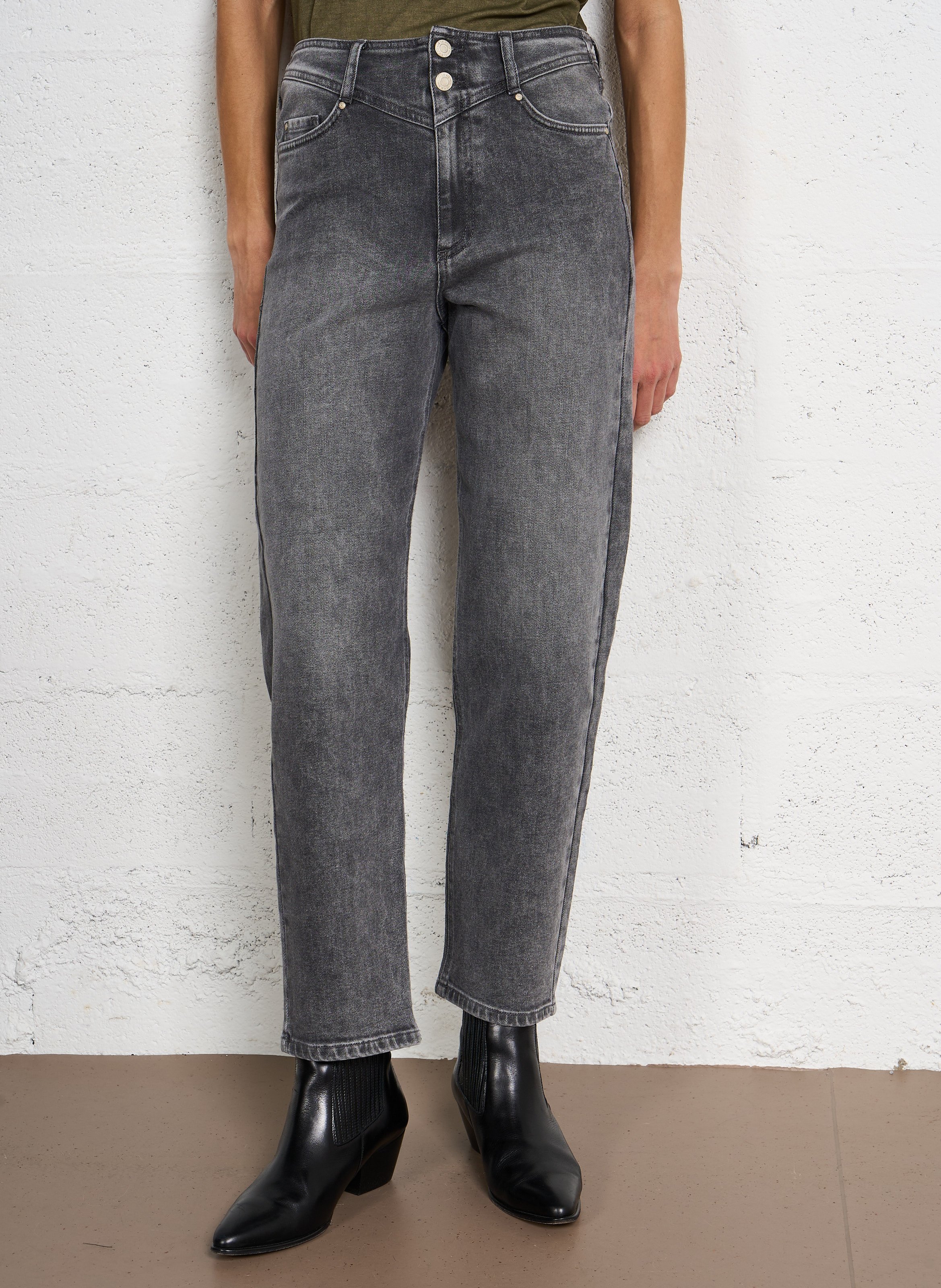 Jean slouchy en coton délavé alice IKKS Gris