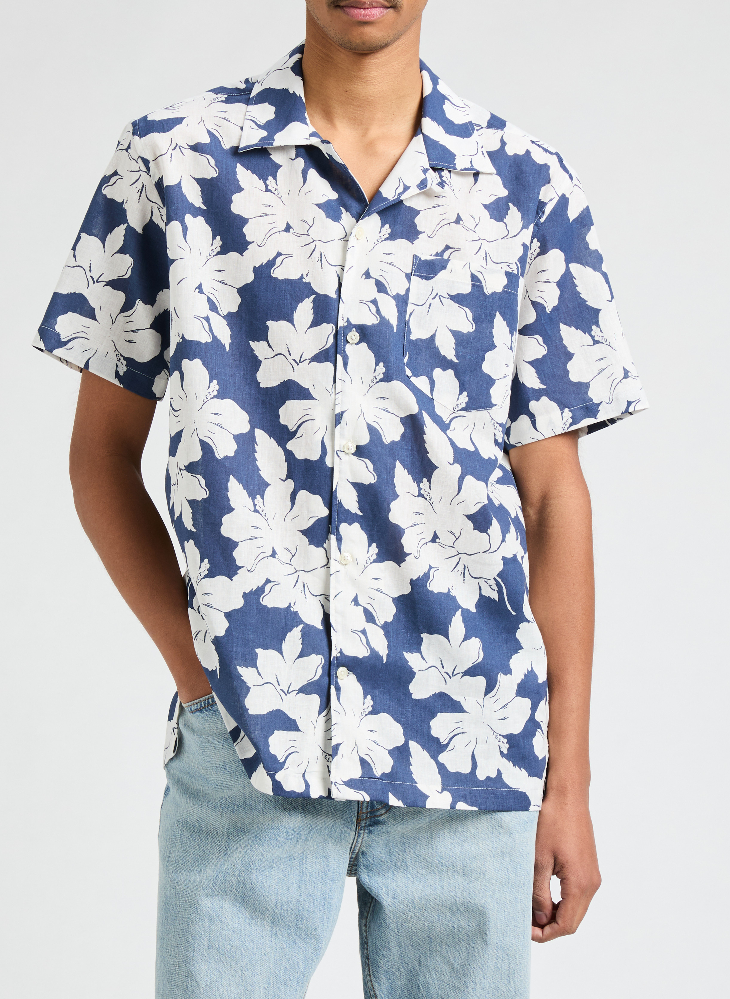 Chemise à fleurs  AU PRINTEMPS PARIS Bleu
