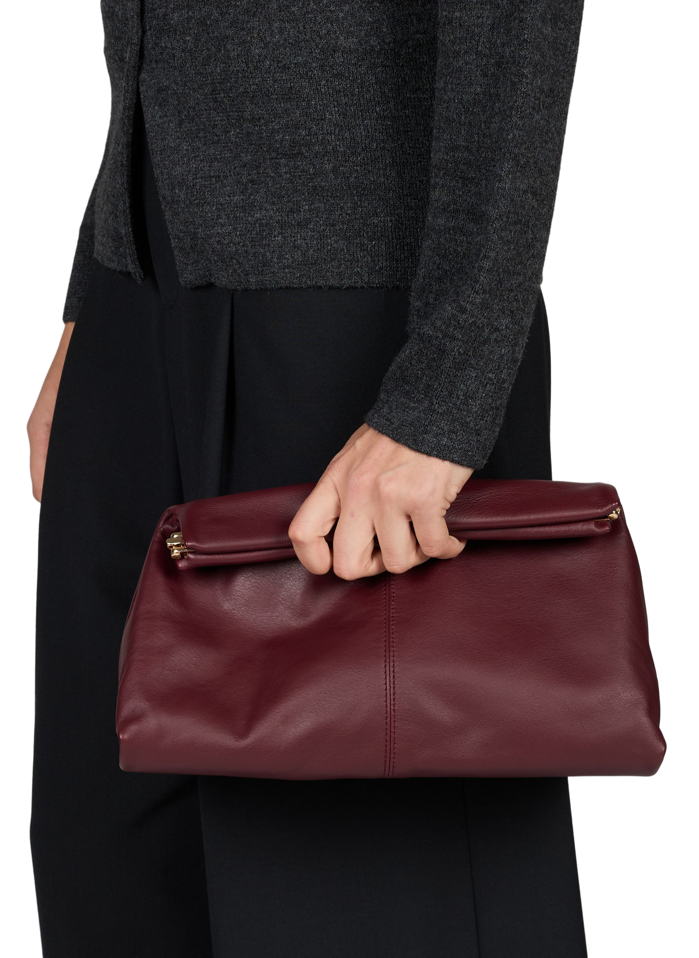 Pochette Clay Clutch en cuir FLATTERED Rouge