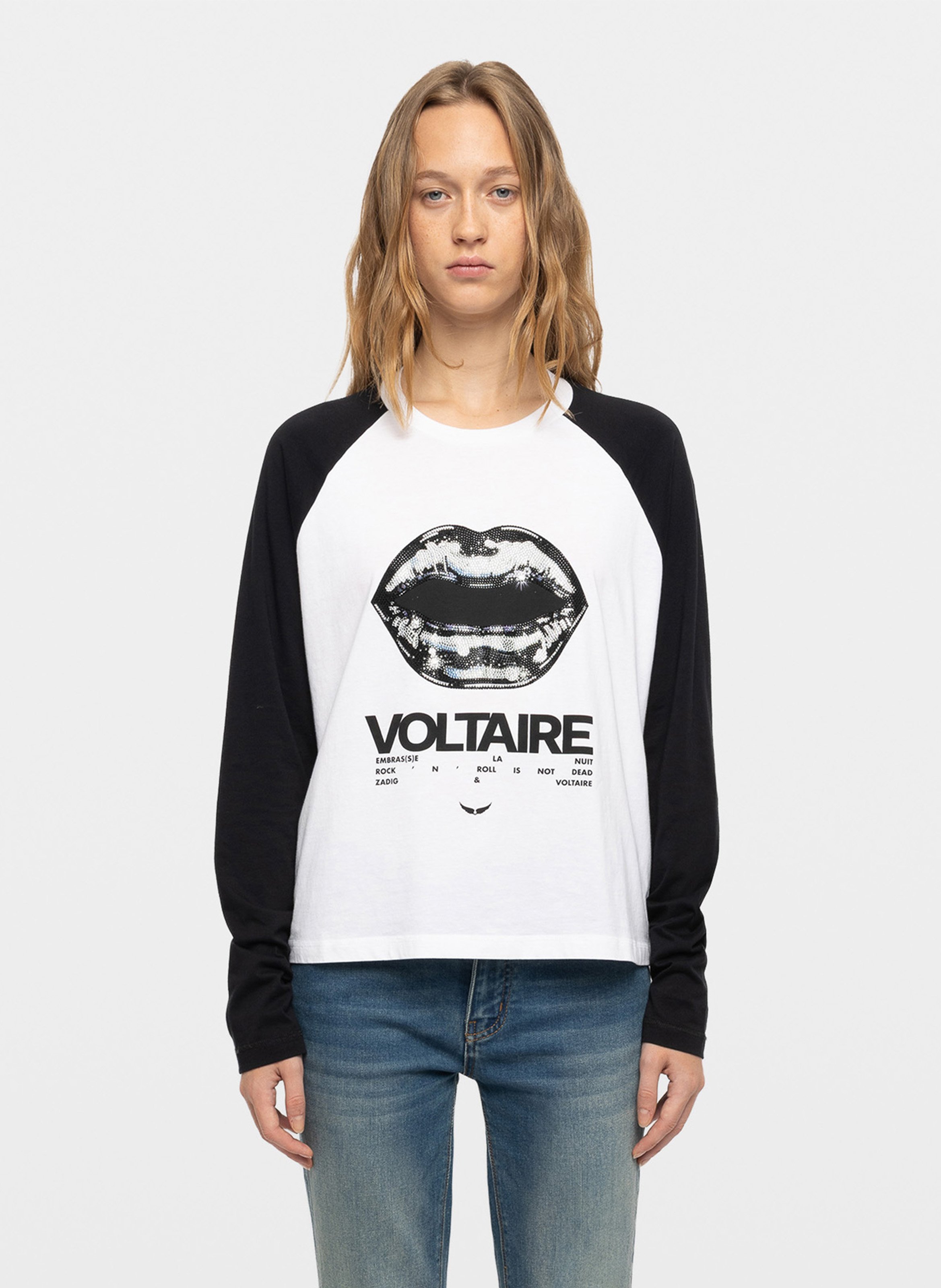 Lange mouwen T-shirt met zeefdruk in katoen walkra ZADIG&VOLTAIRE Wit