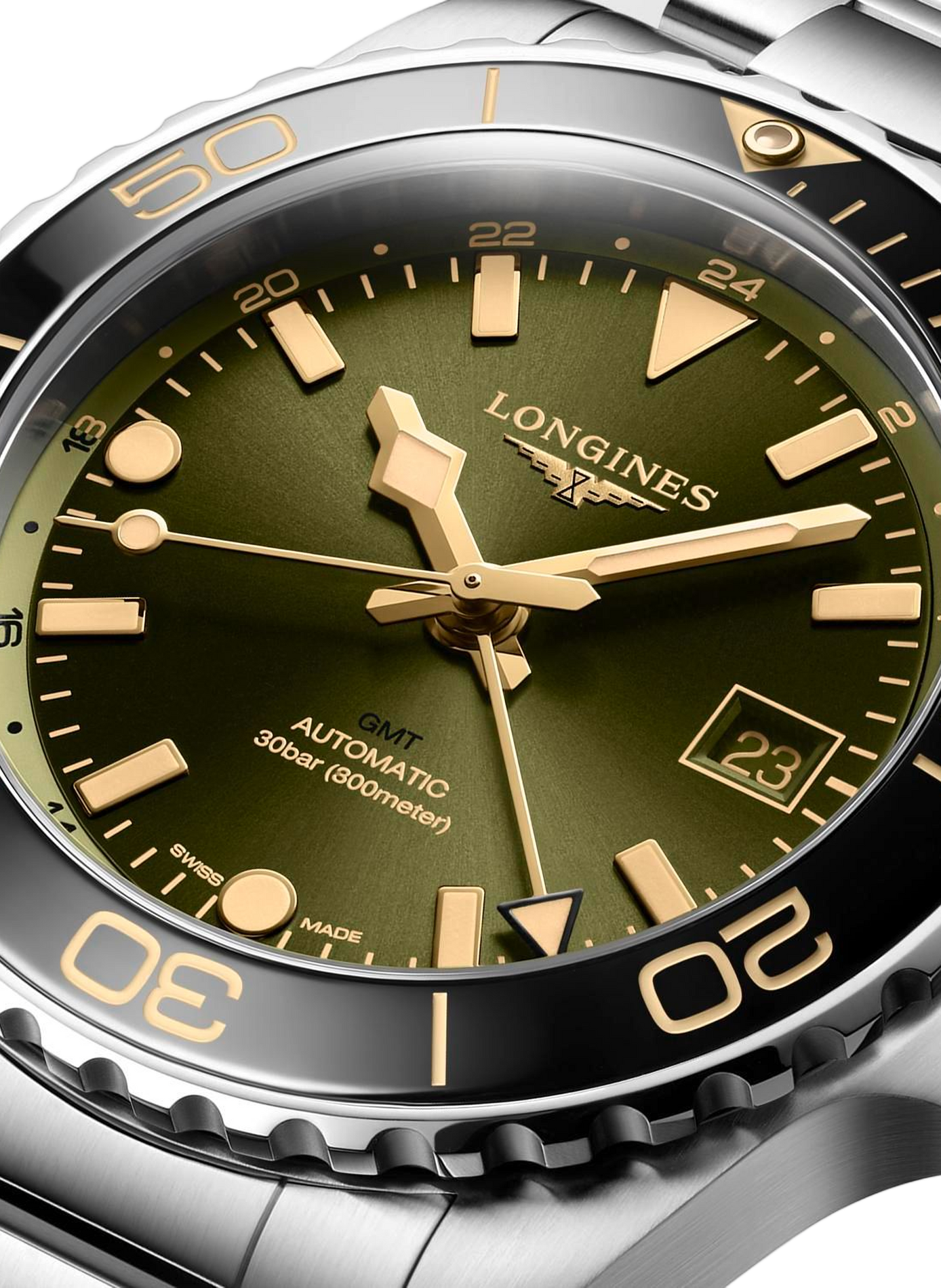 Montre automatique HydroConquest en acier inoxydable LONGINES Vert