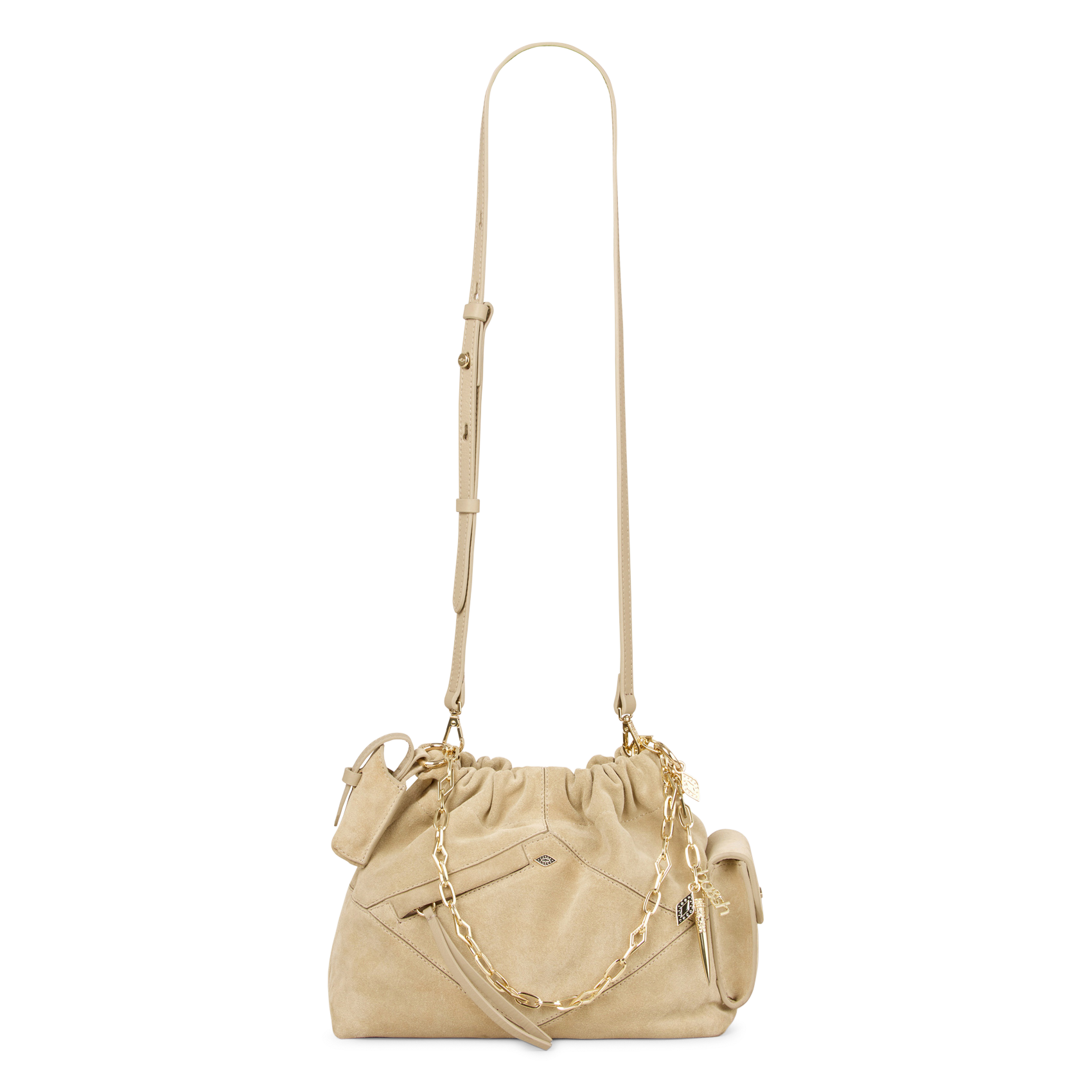 Schoudertas met ketting van mini suède lederen june tote BA&SH Bruin