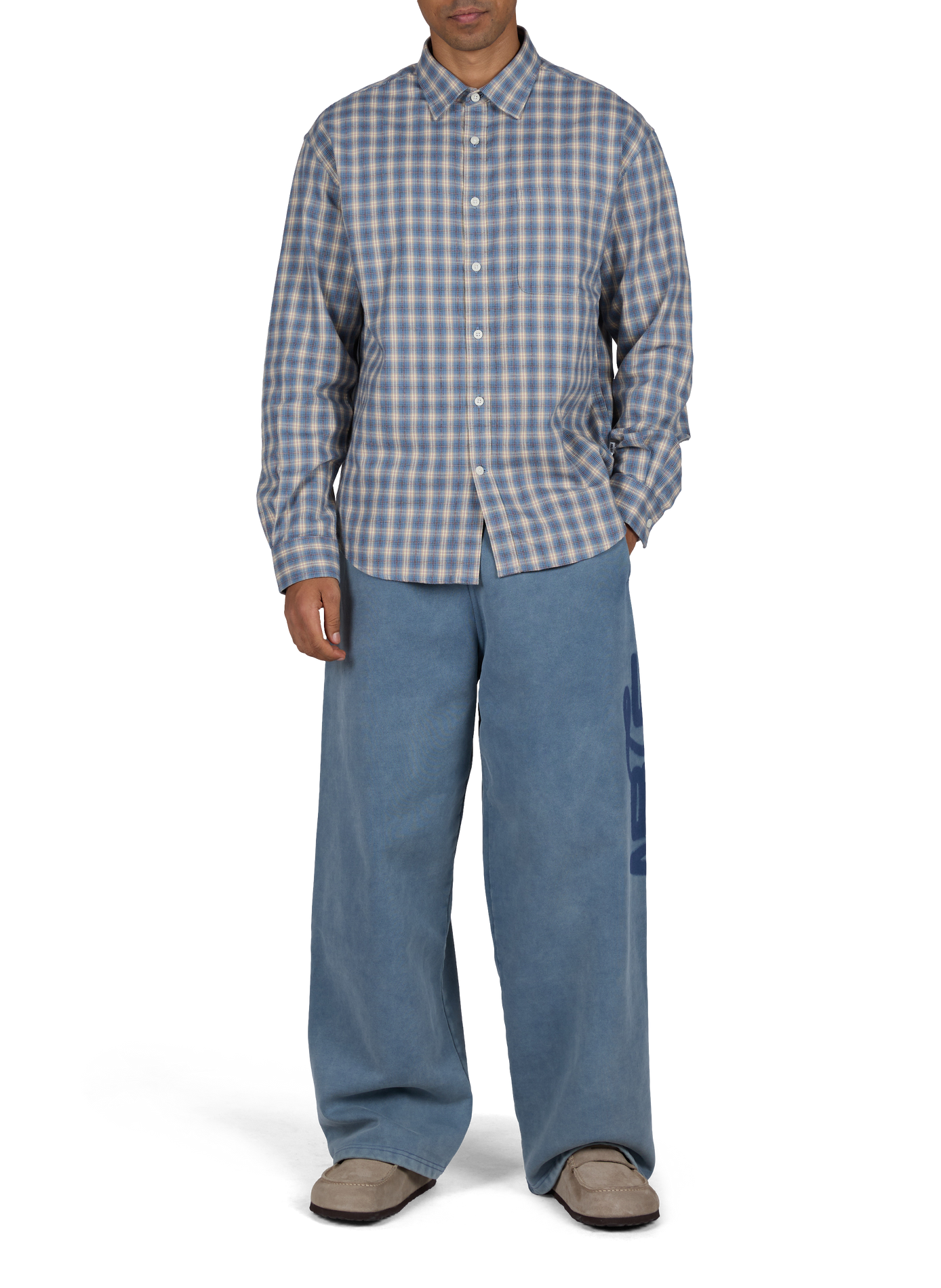Chemise Deon 5465 droite à carreaux en coton bio NN.07 Bleu