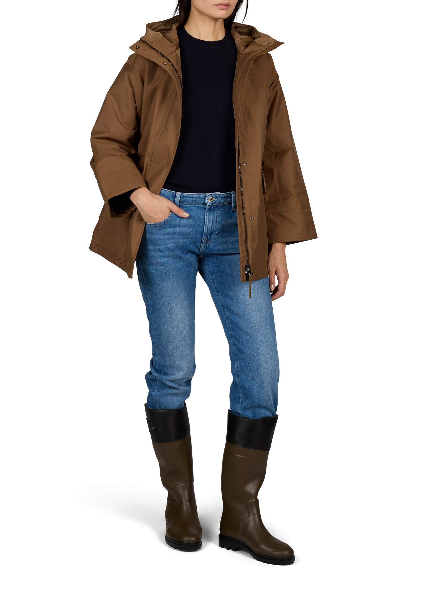 Veste droite en coton mélangé AIGLE Marron