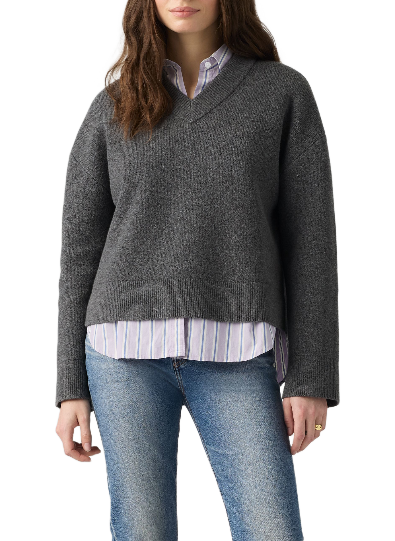 Straight V-neck sweater in a cotton blend LEVI'S Grey