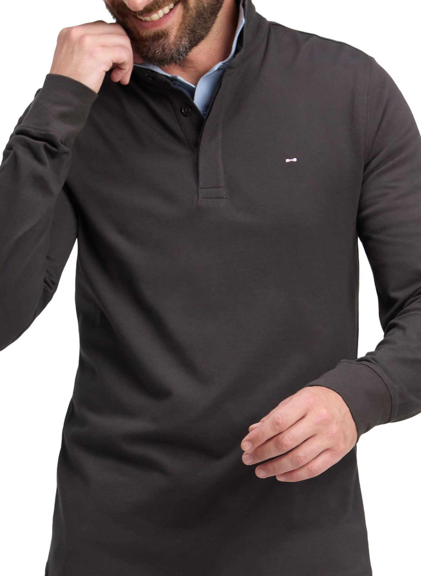 Polo manches longues en coton mélangé EDEN PARK Brown