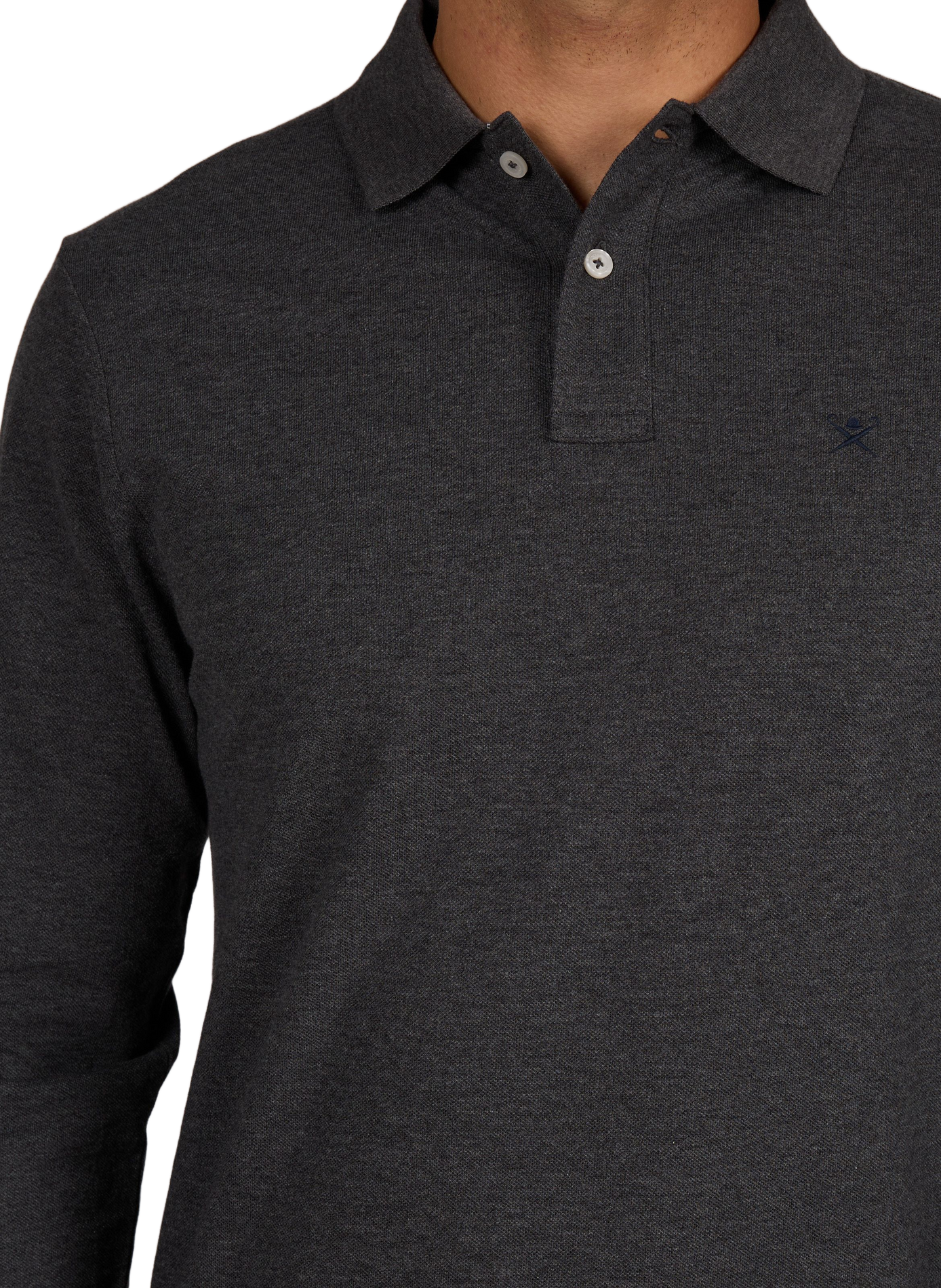 Polo manches longues en maille de coton HACKETT Gris