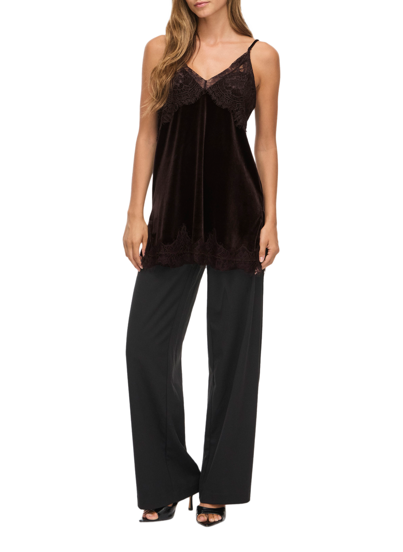 Straight velvet camisole VILA Brown