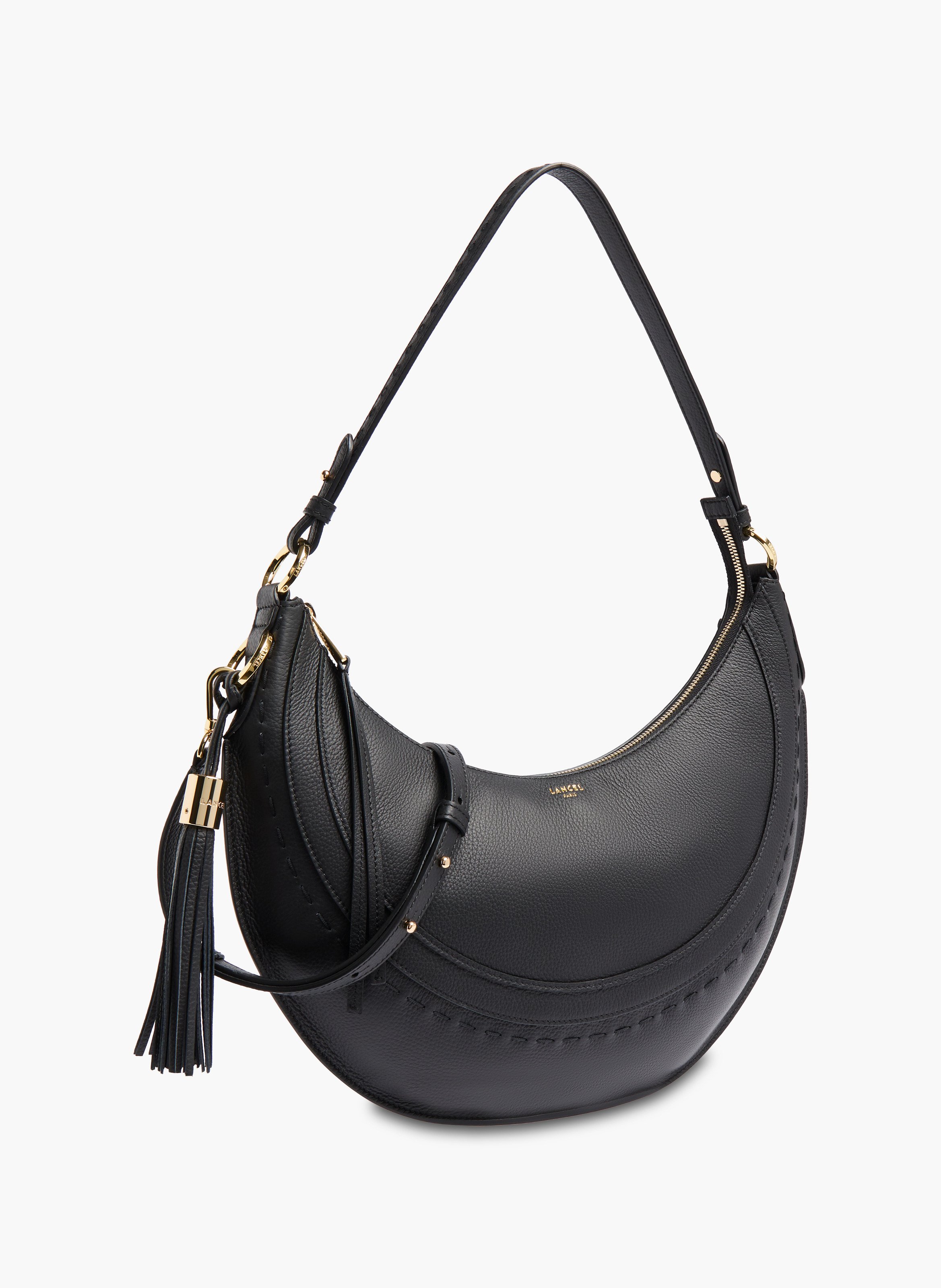Sac hobo hoboheme de lancel en cuir de vachette graine LANCEL Noir