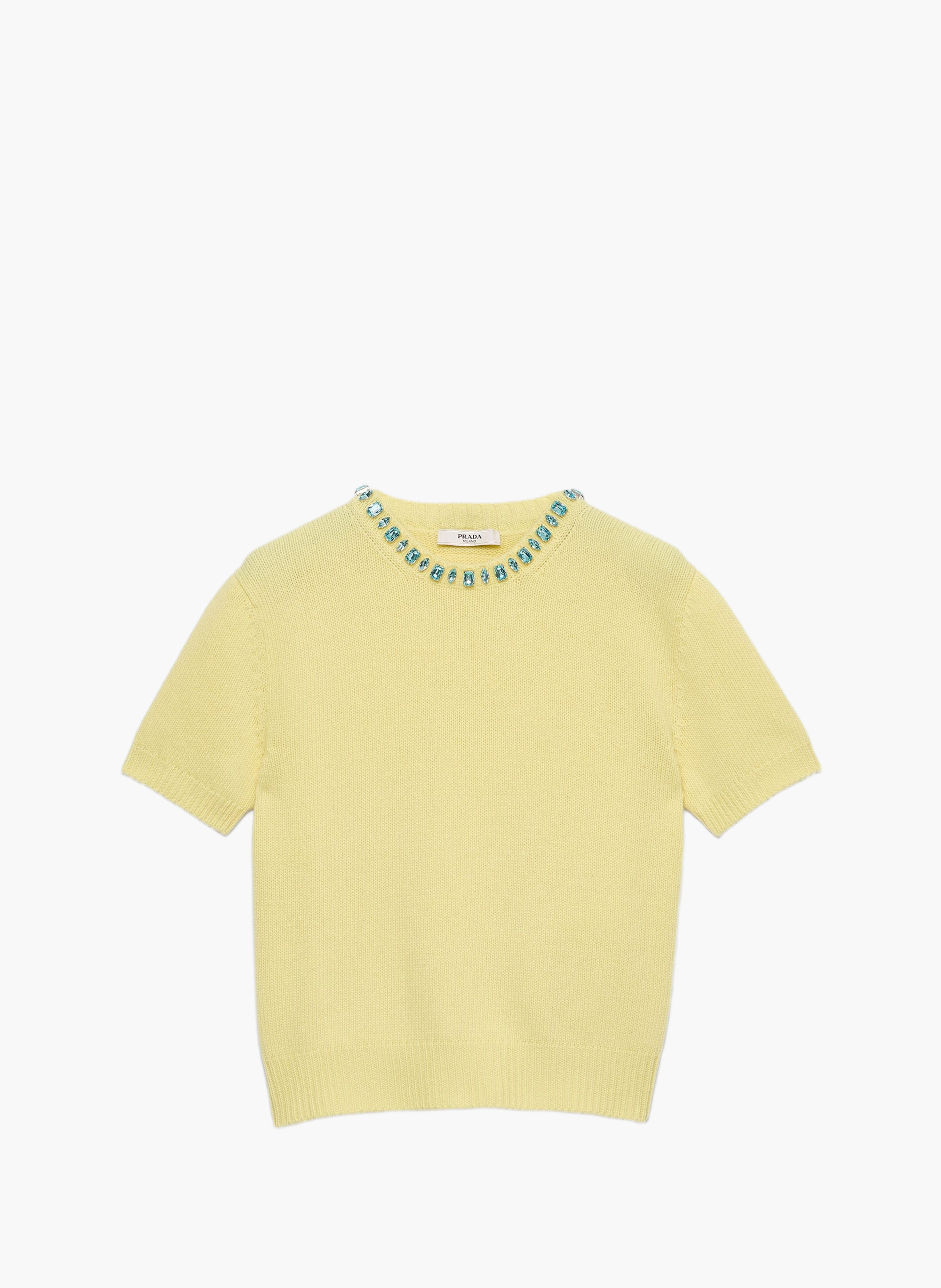 Pull à col rond en laine et cachemire PRADA Jaune