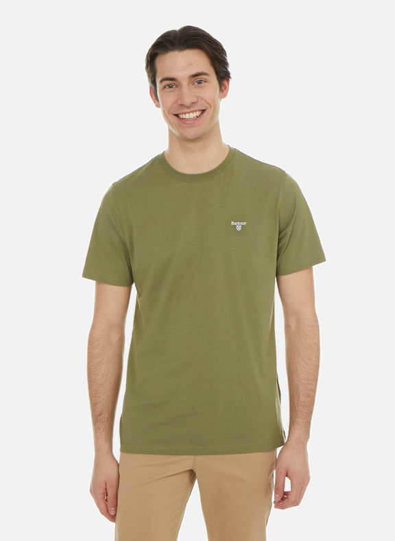 BARBOUR T-shirt uni en coton Vert