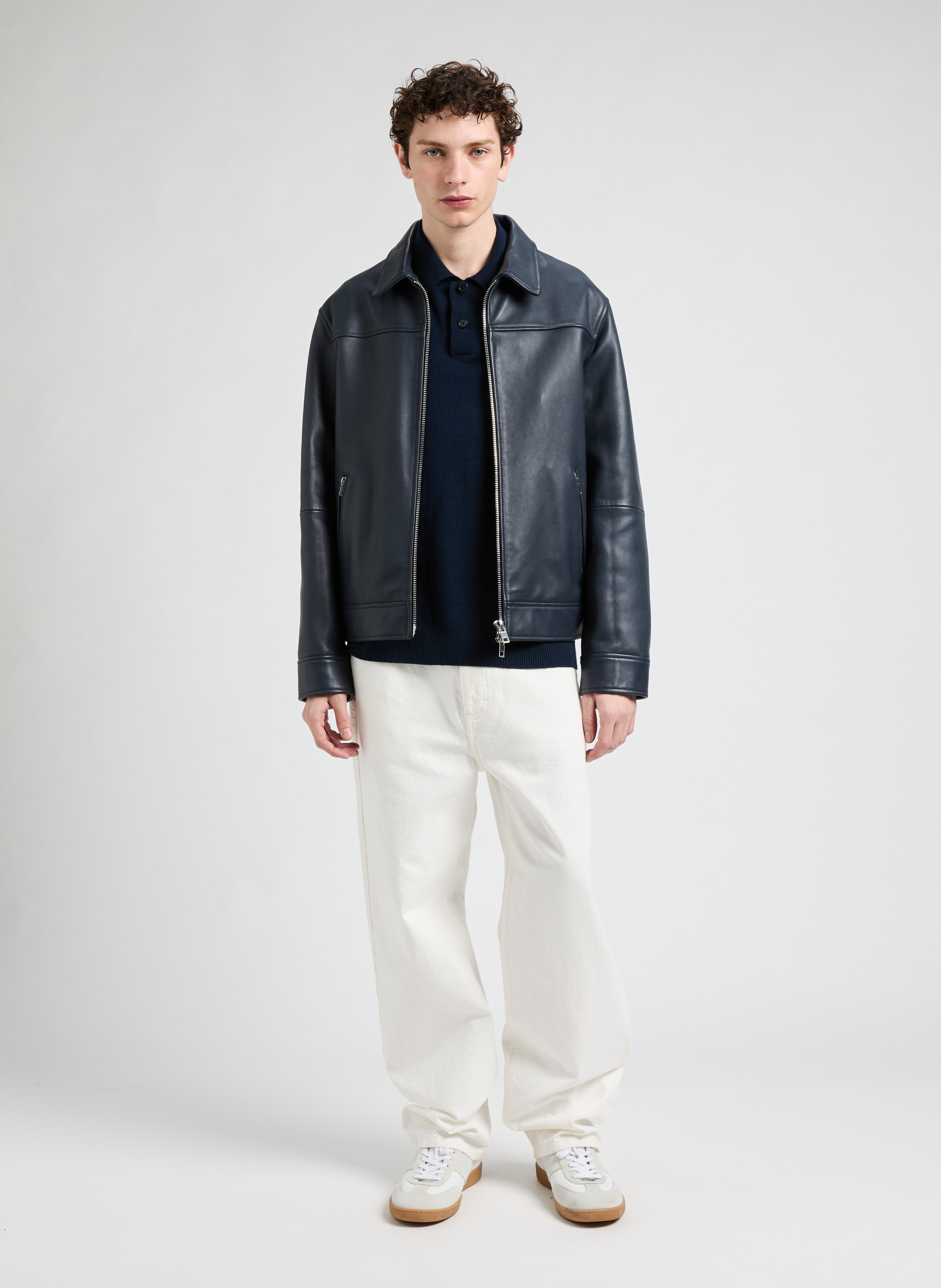 Fool leather jacket SAISON 1865 Blue