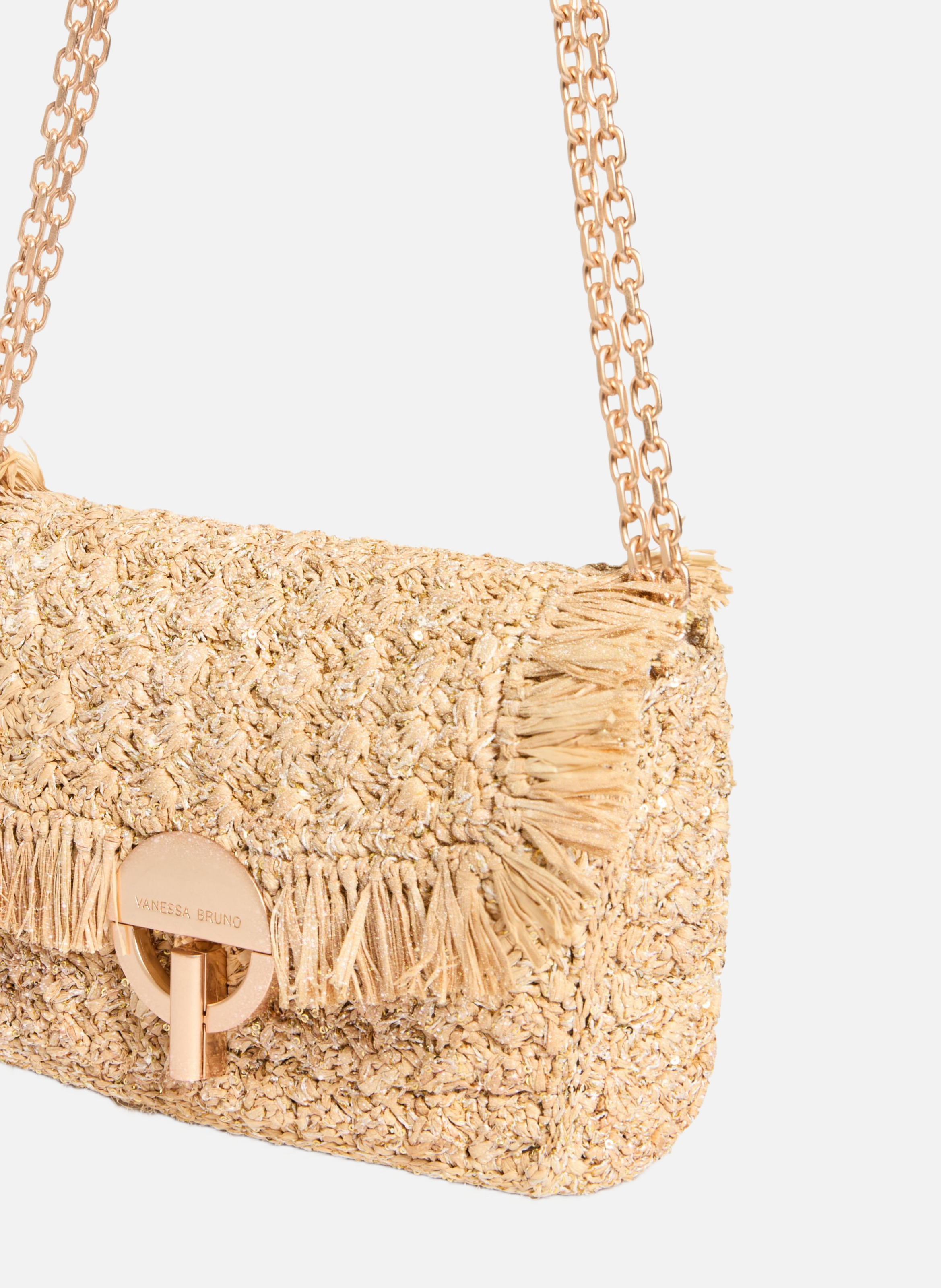 Moyen sac moon en raphia VANESSA BRUNO Blanc