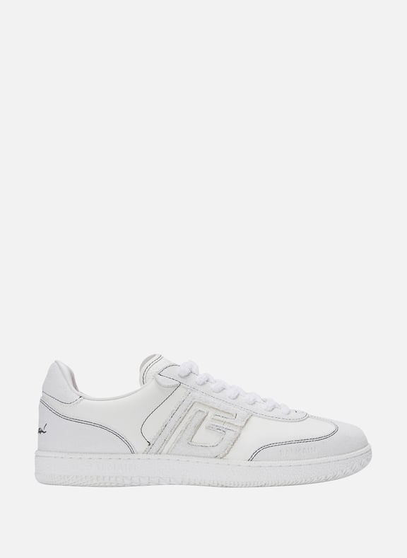 Baskets balmain swan en cuir de veau et cuir suédé Blanc by BALMAIN BALMAIN Baskets balmain swan en cuir de veau et cuir suédé Blanc
