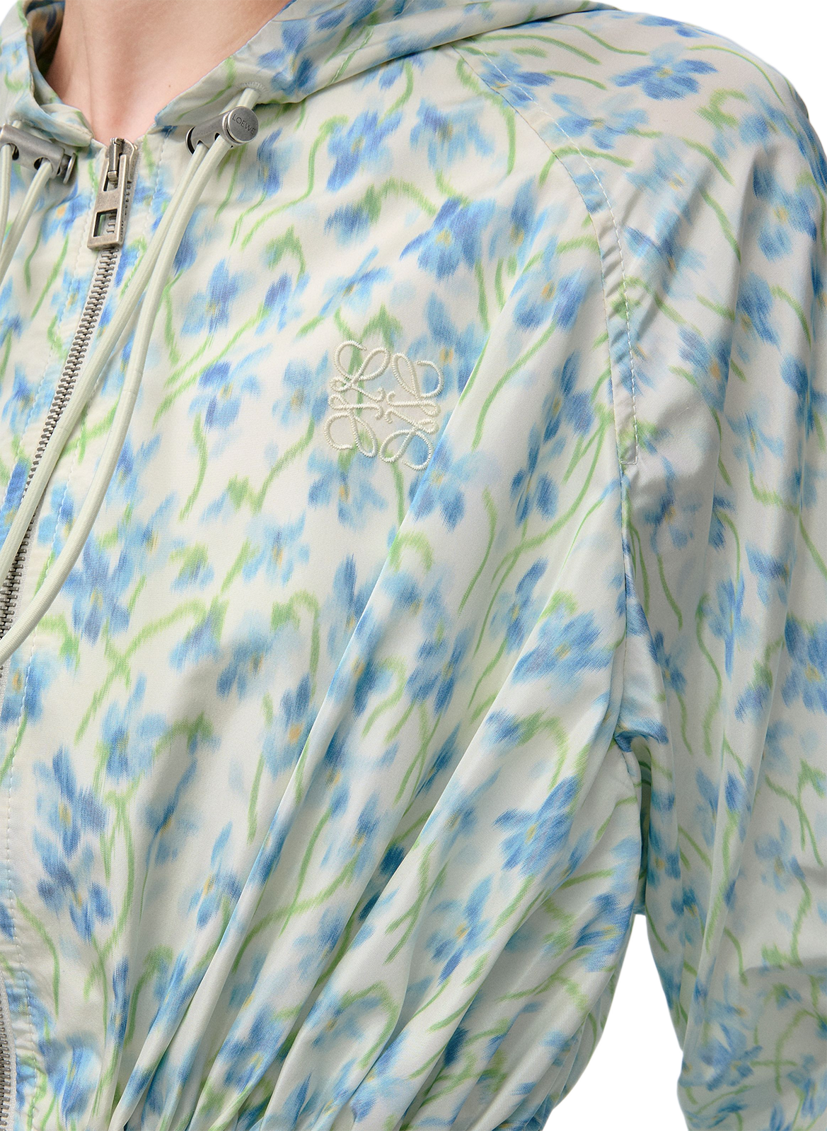 Hooded jacket in mixed silk taffeta LOEWE Blue