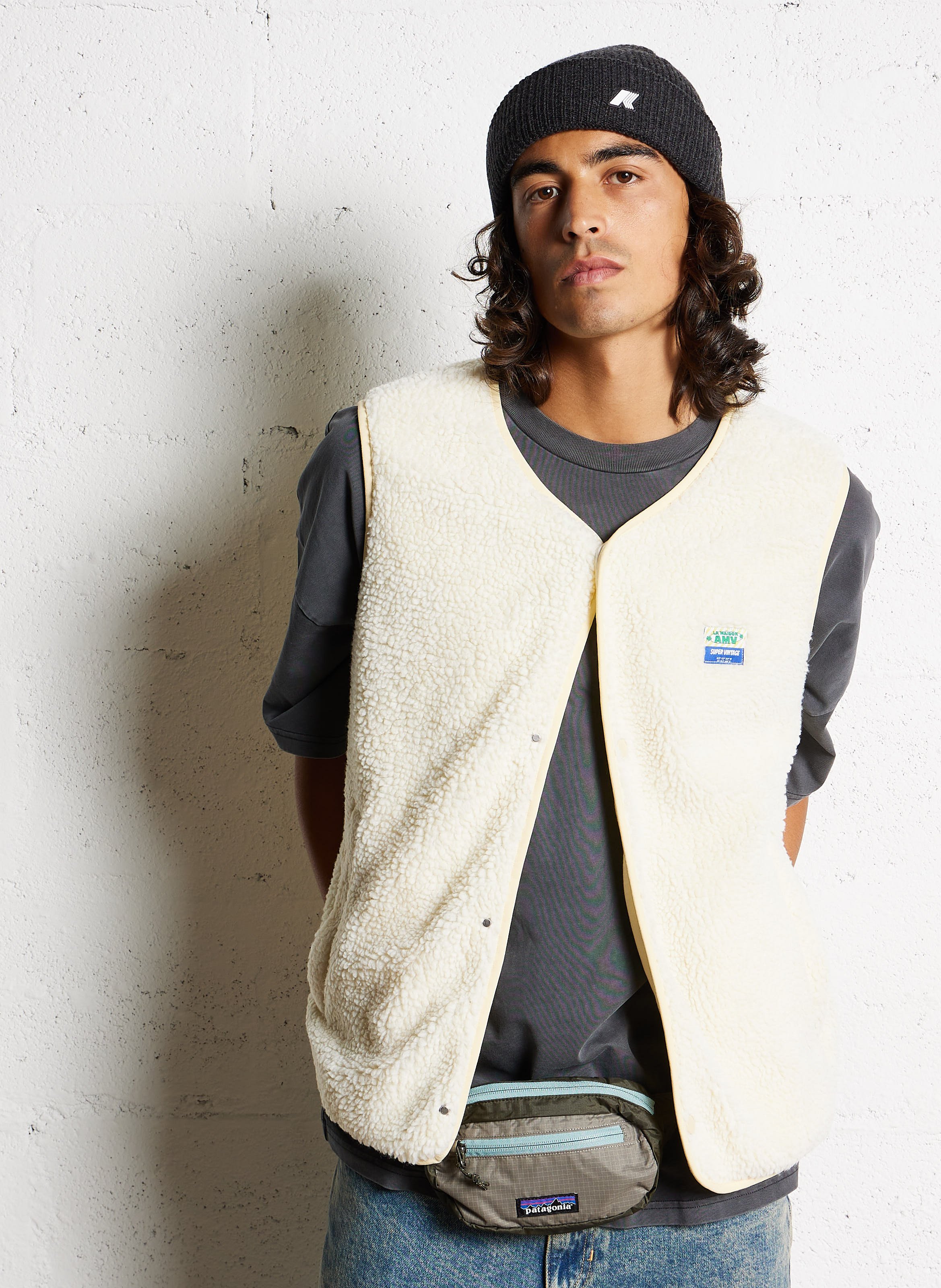 Veste col rond en sherpa hoktown AMERICAN VINTAGE Beige