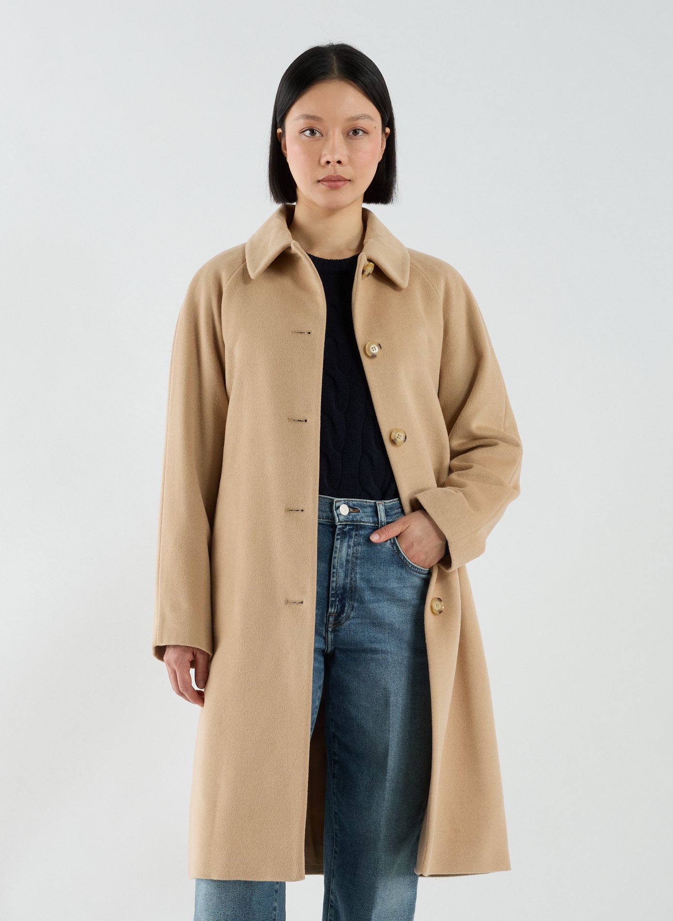 Manteau doublé en laine mélangée LAUREN Marron