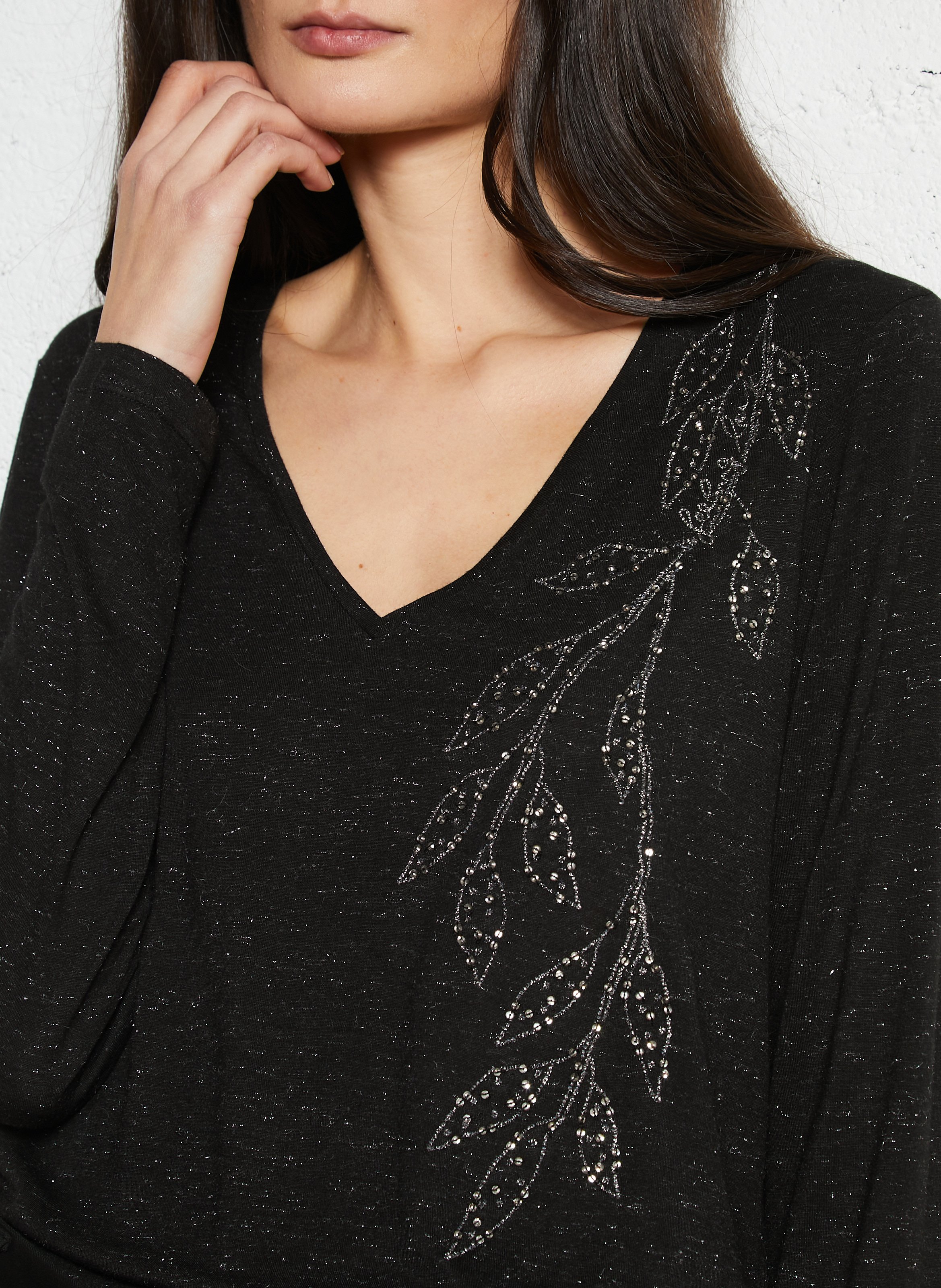 Tee-shirt droit pailleté IKKS Noir