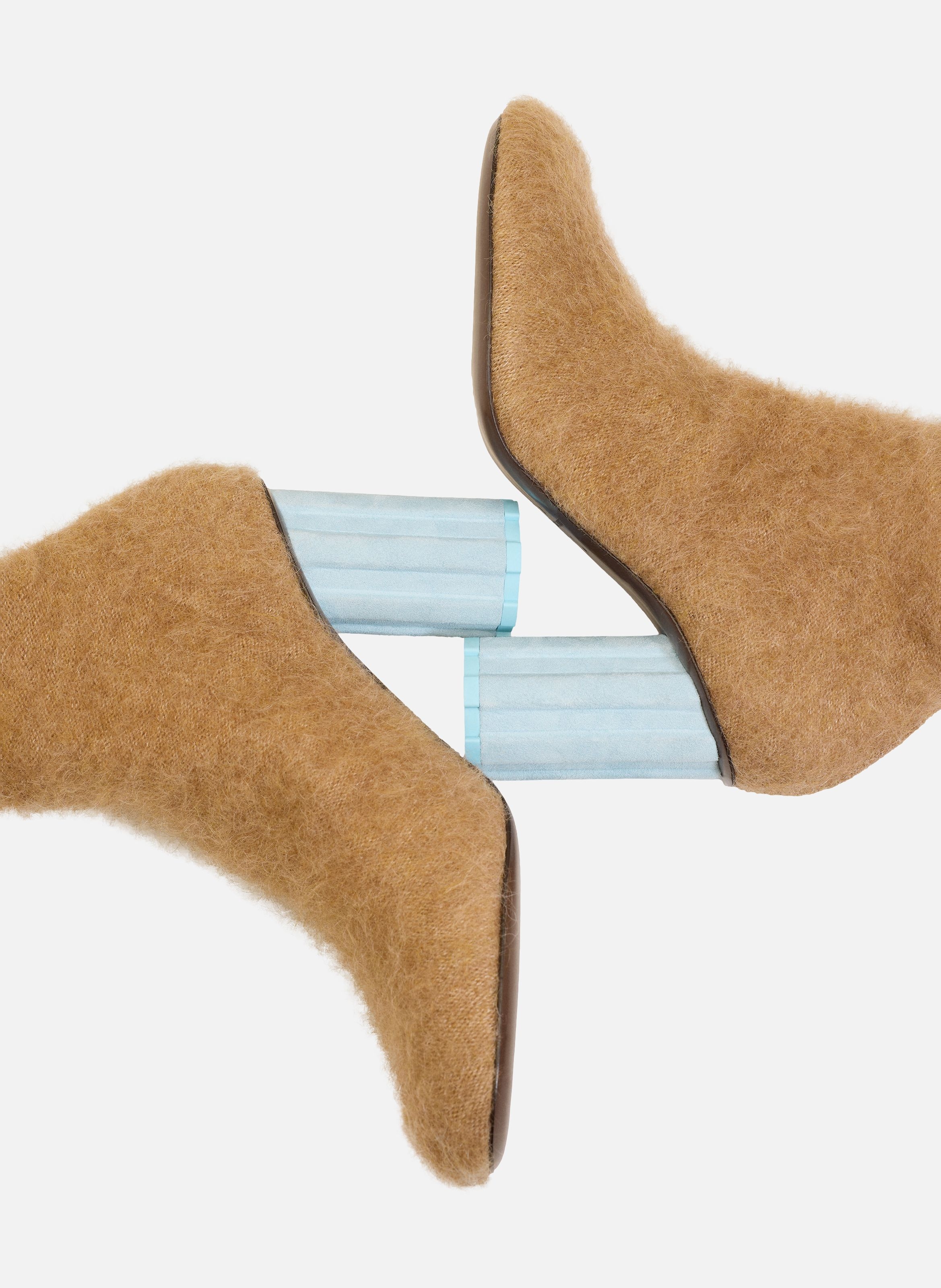 Bottines piano en maille de mohair AMI PARIS Marron