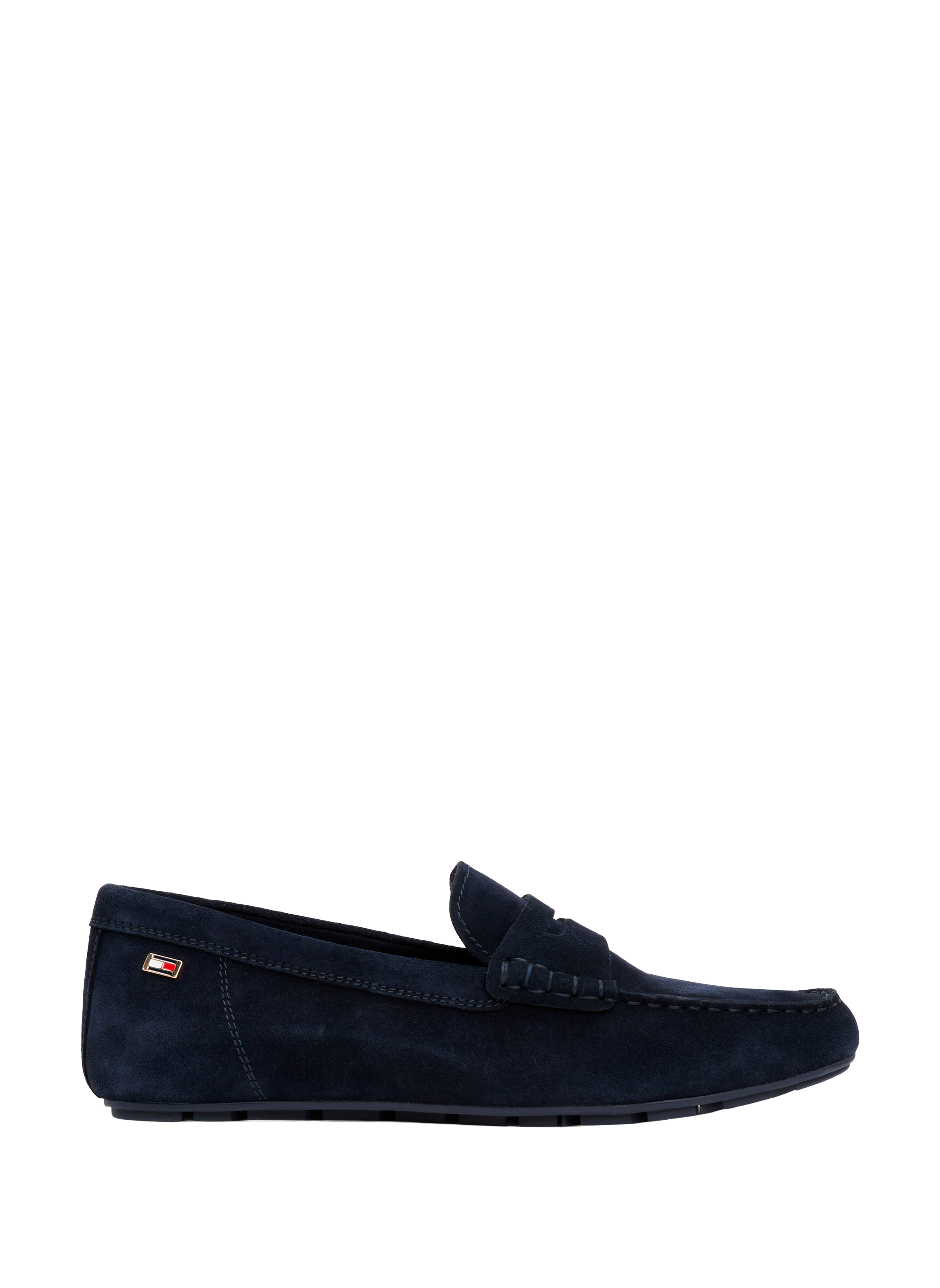 Mocassins daim à logo drapeau en cuir TOMMY HILFIGER Bleu