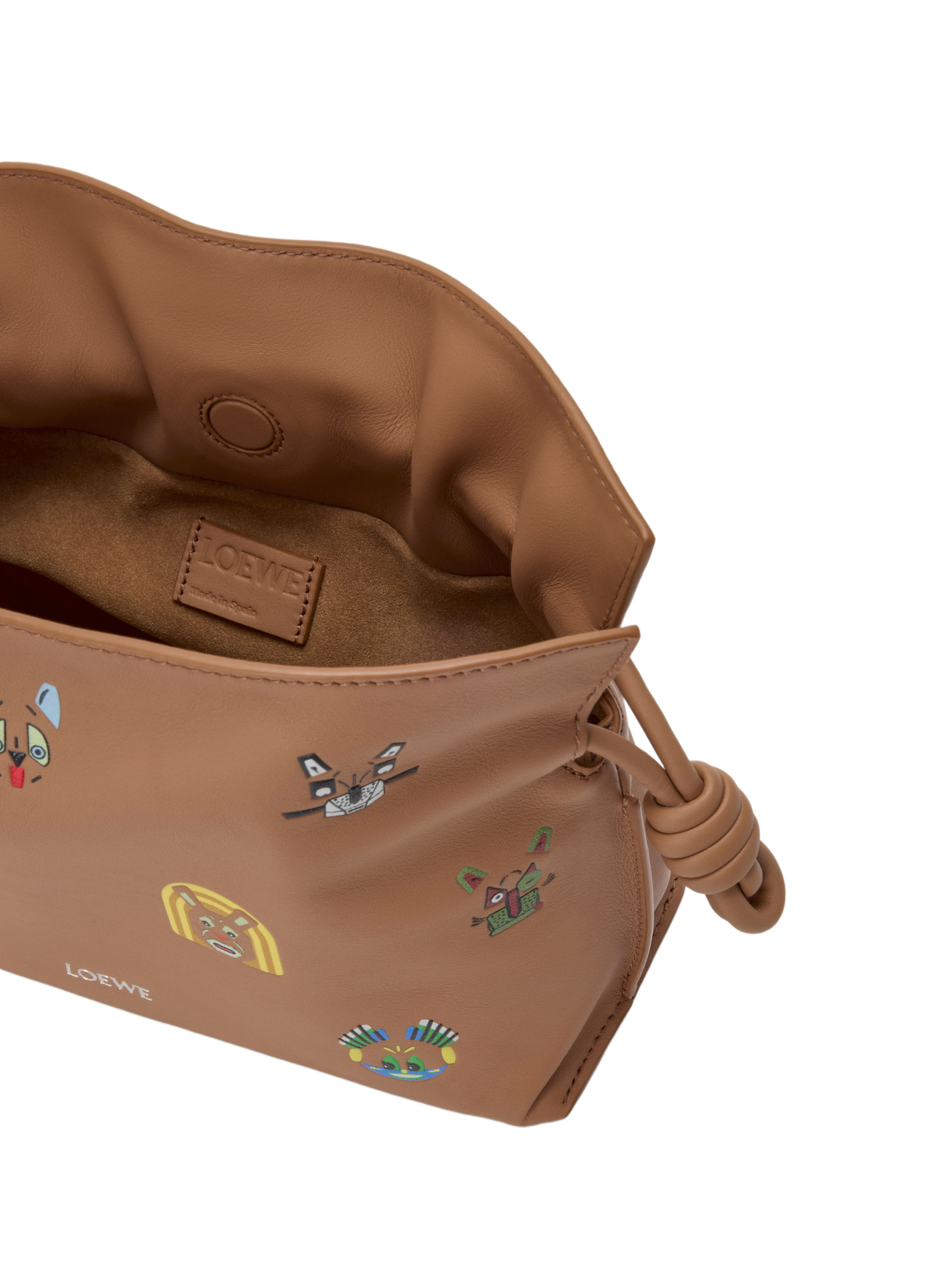 LOEWE x Louis Wain - Mini Flamenco clutch Cats en cuir de veau nappa LOEWE Marron