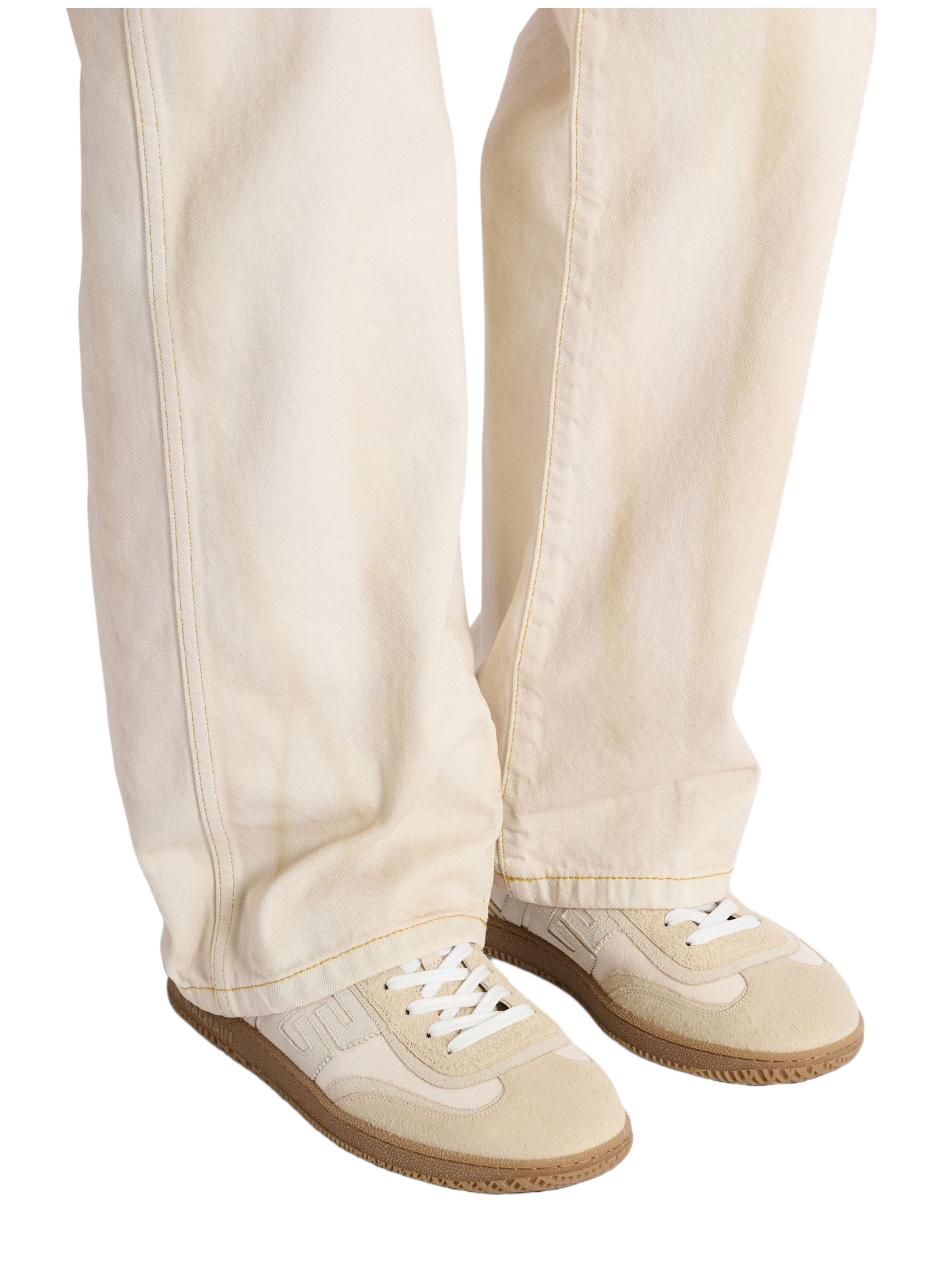 Baskets balmain swan en cuir suédé effet vieilli, cuir suédé et toile BALMAIN Beige