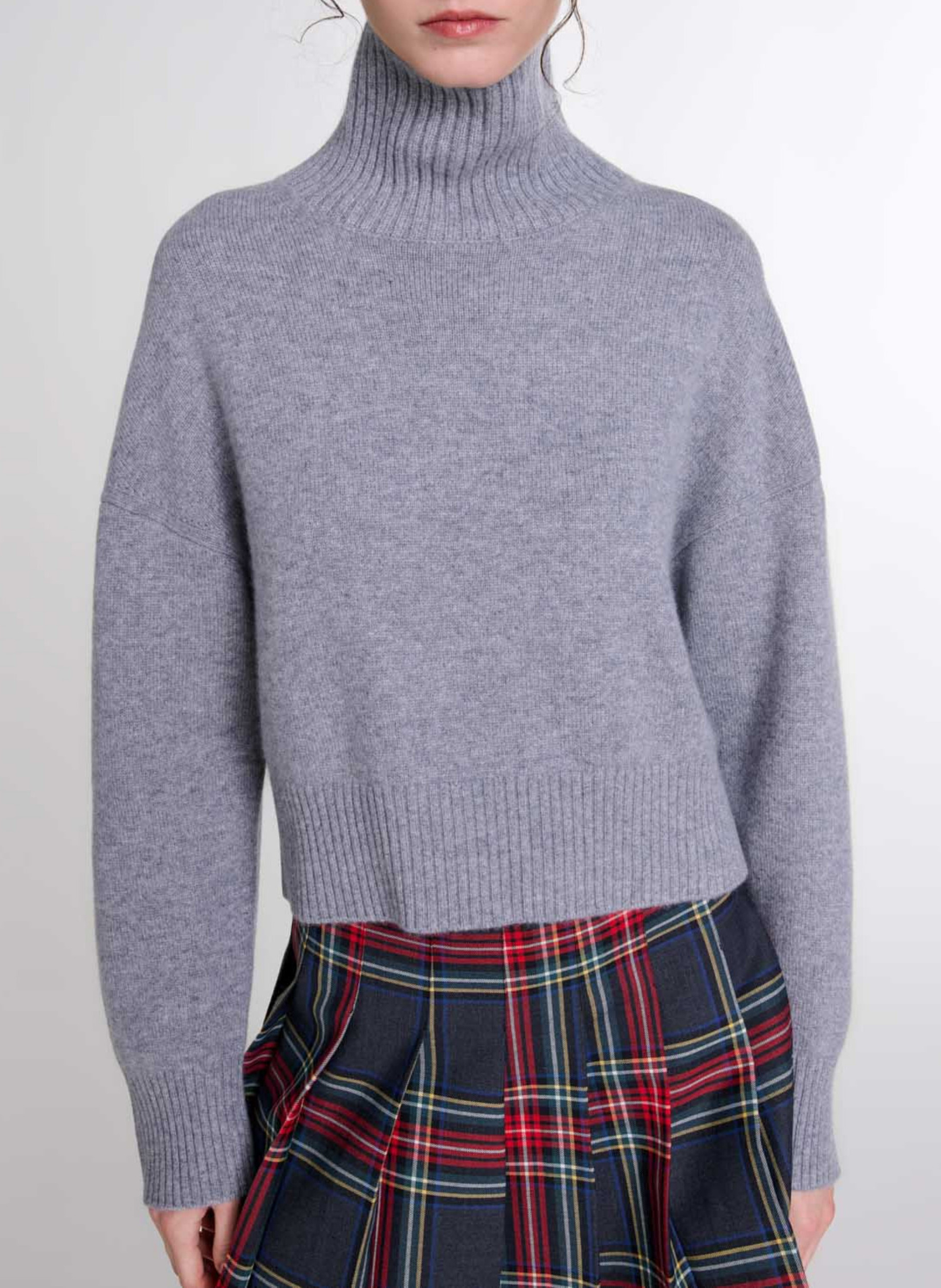 Pull court en cachemire mélangé MAJE Gris