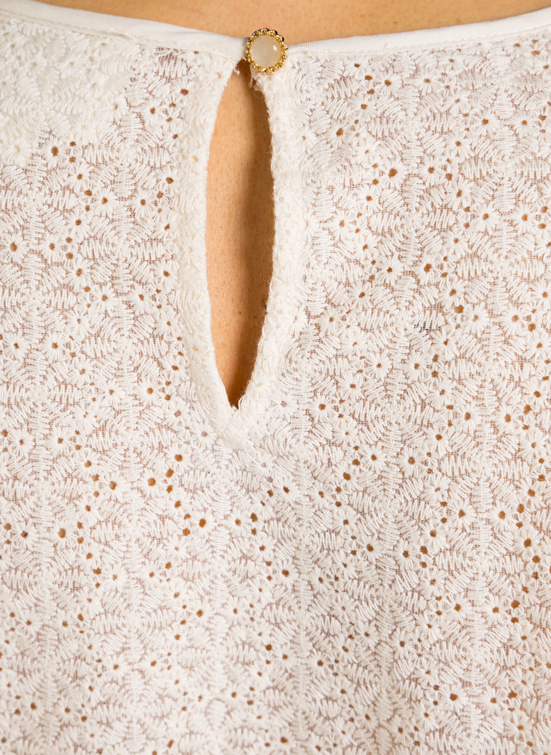 Top droit manches longues brodé dalma MAISON 123 Beige