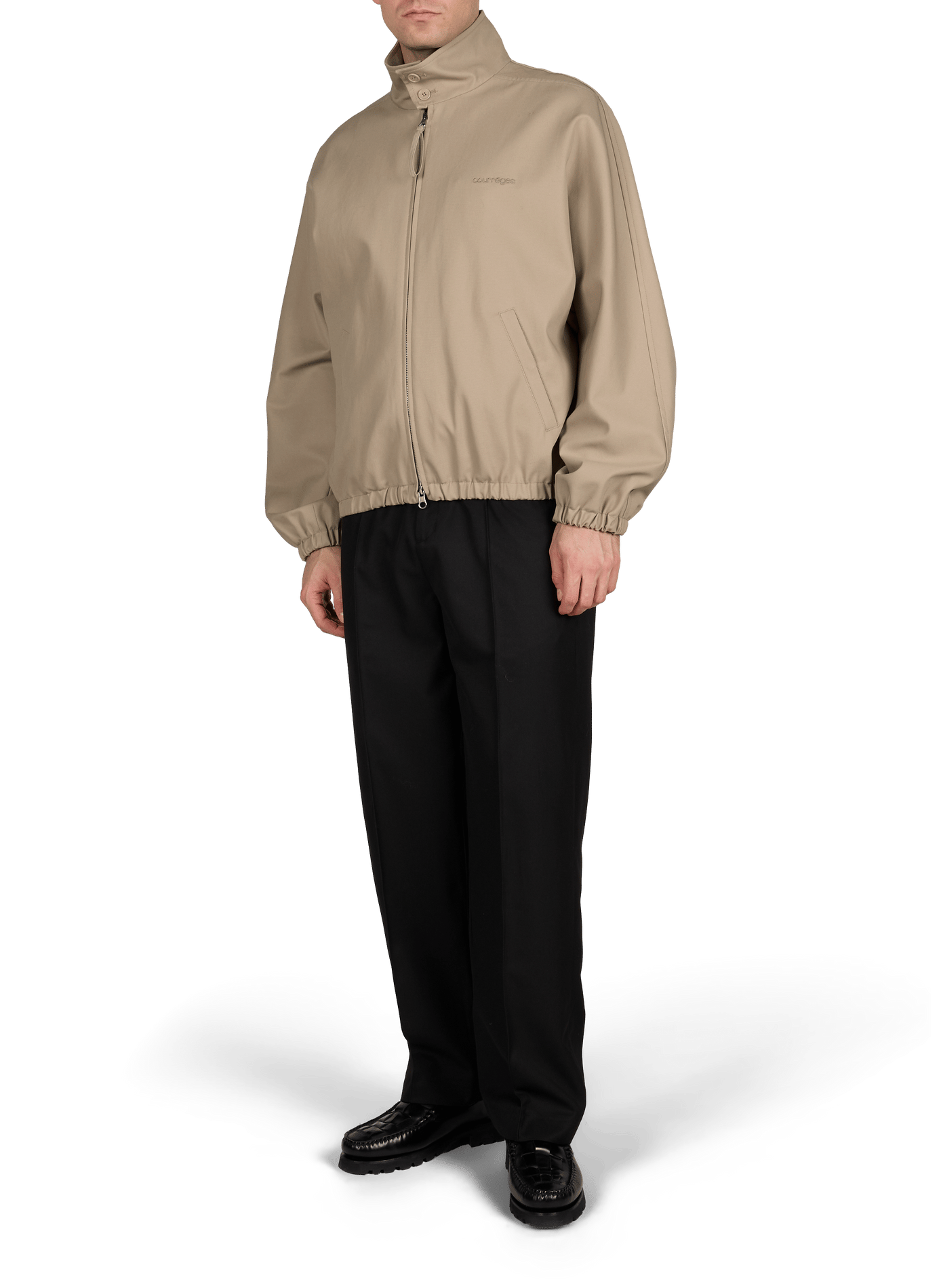 Veste ample à col boutonné en coton COURRÈGES Beige